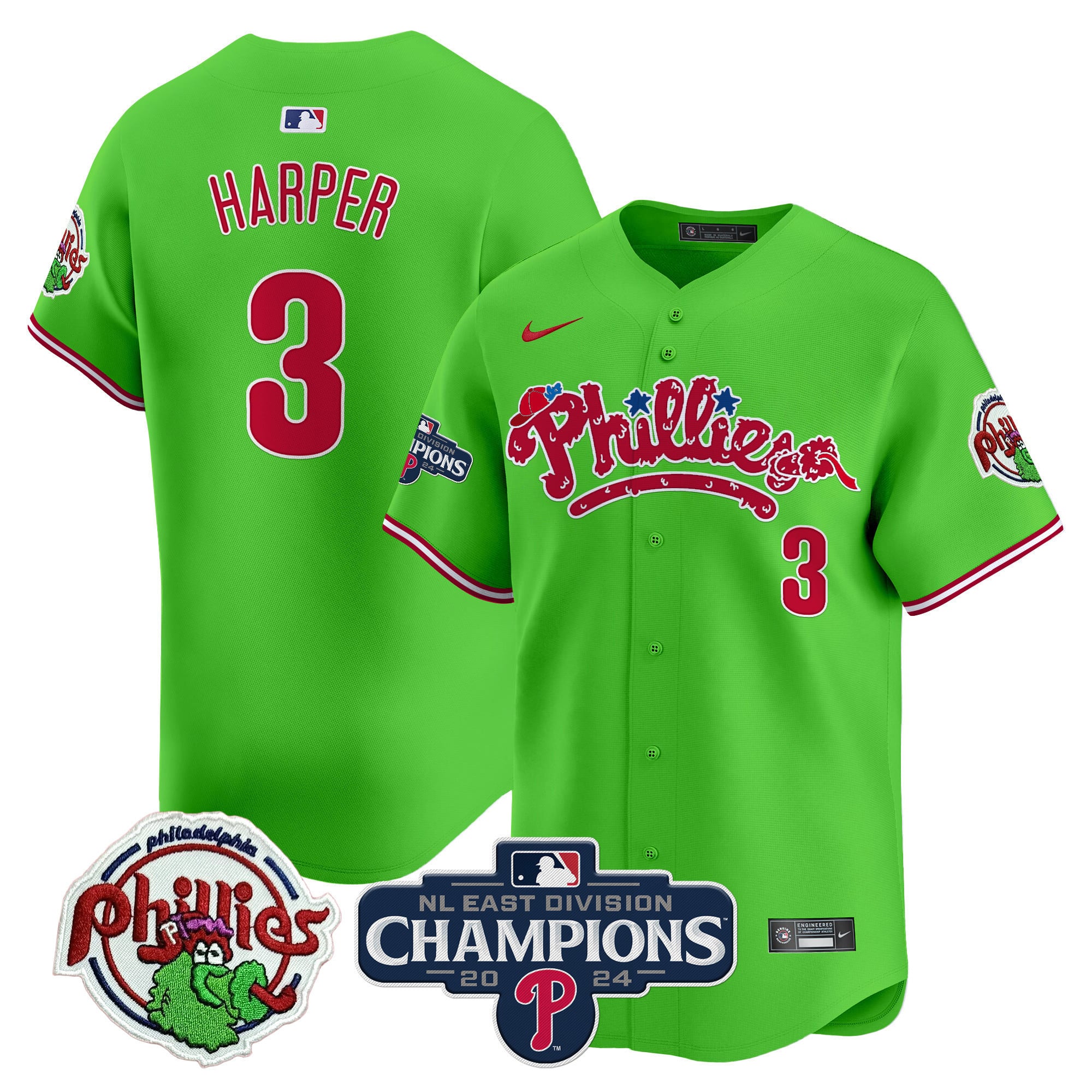 Men’s Phillies Phanatic 2024 NL East Division Champions Vapor Premier Limited Jersey – All Stitched