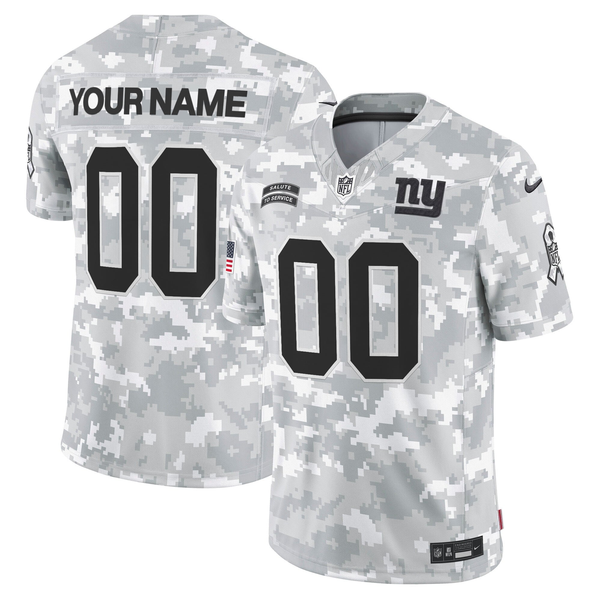 New York Giants 2024 Salute to Service Vapor Limited Custom Jersey – Arctic Camo – All Stitched