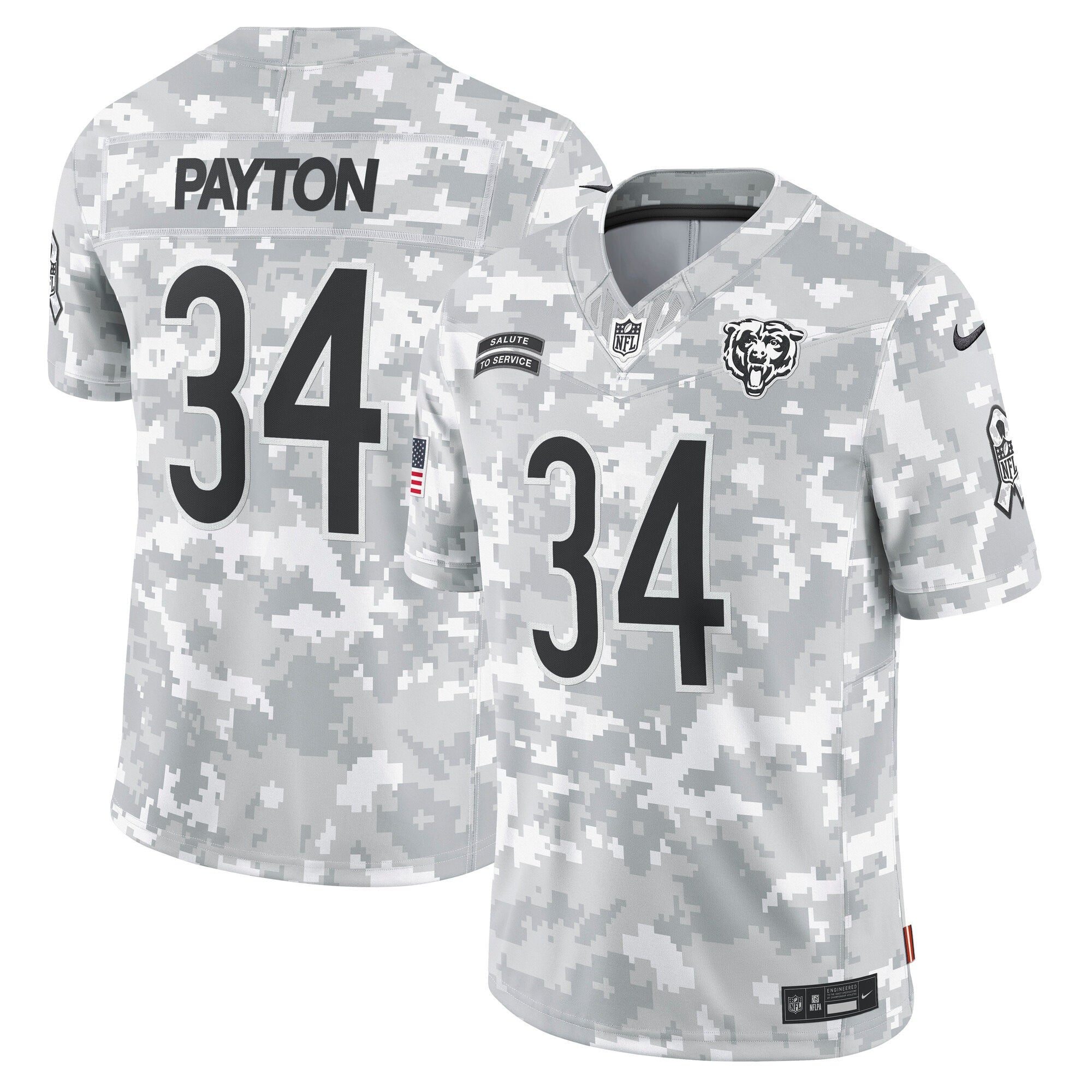 Walter Payton Chicago Bears 2024 Salute to Service Vapor Limited Jersey – Arctic Camo – All Stitched