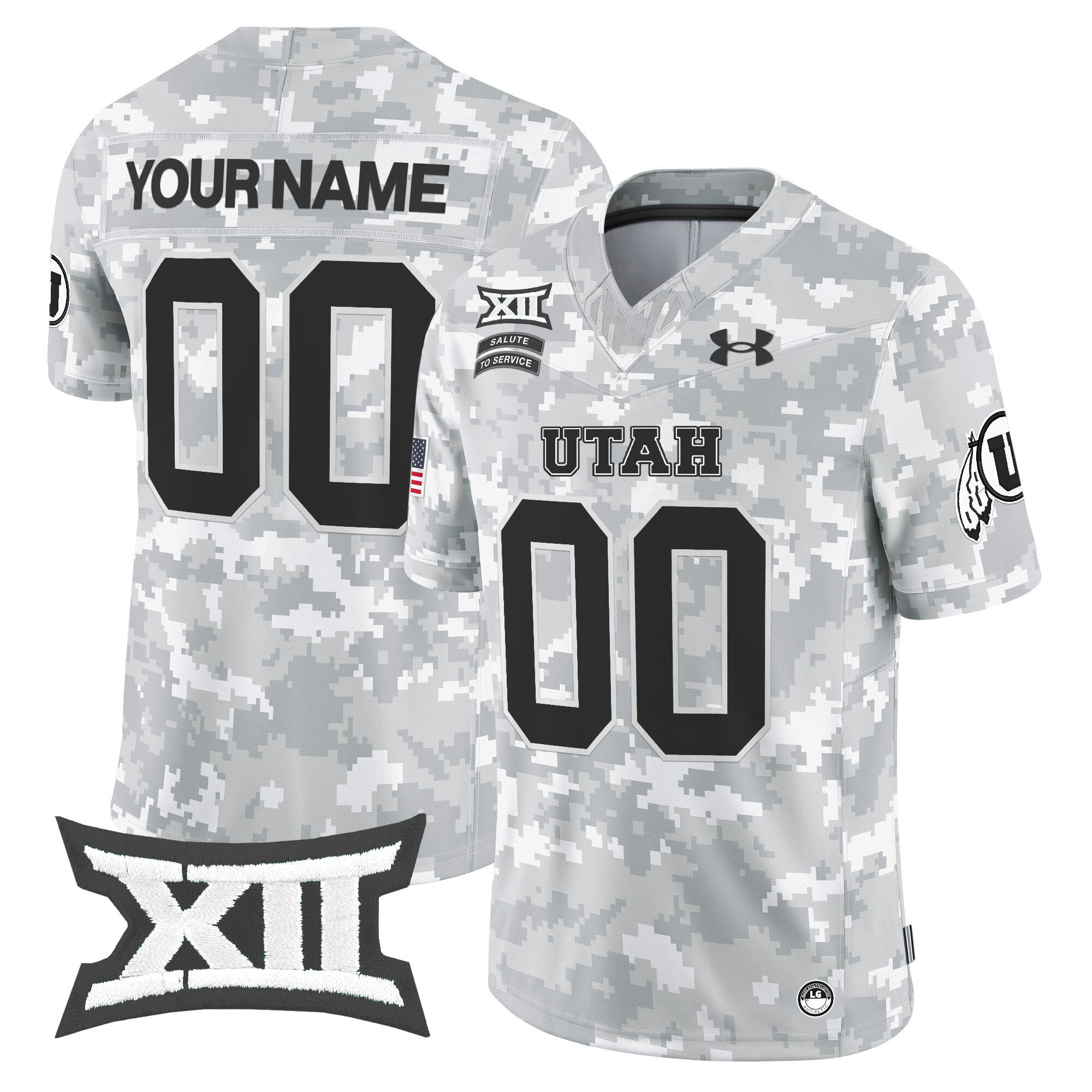 Utah Utes 2024 Salute to Service Vapor Limited Custom Jersey – Arctic Camo – All Stitched