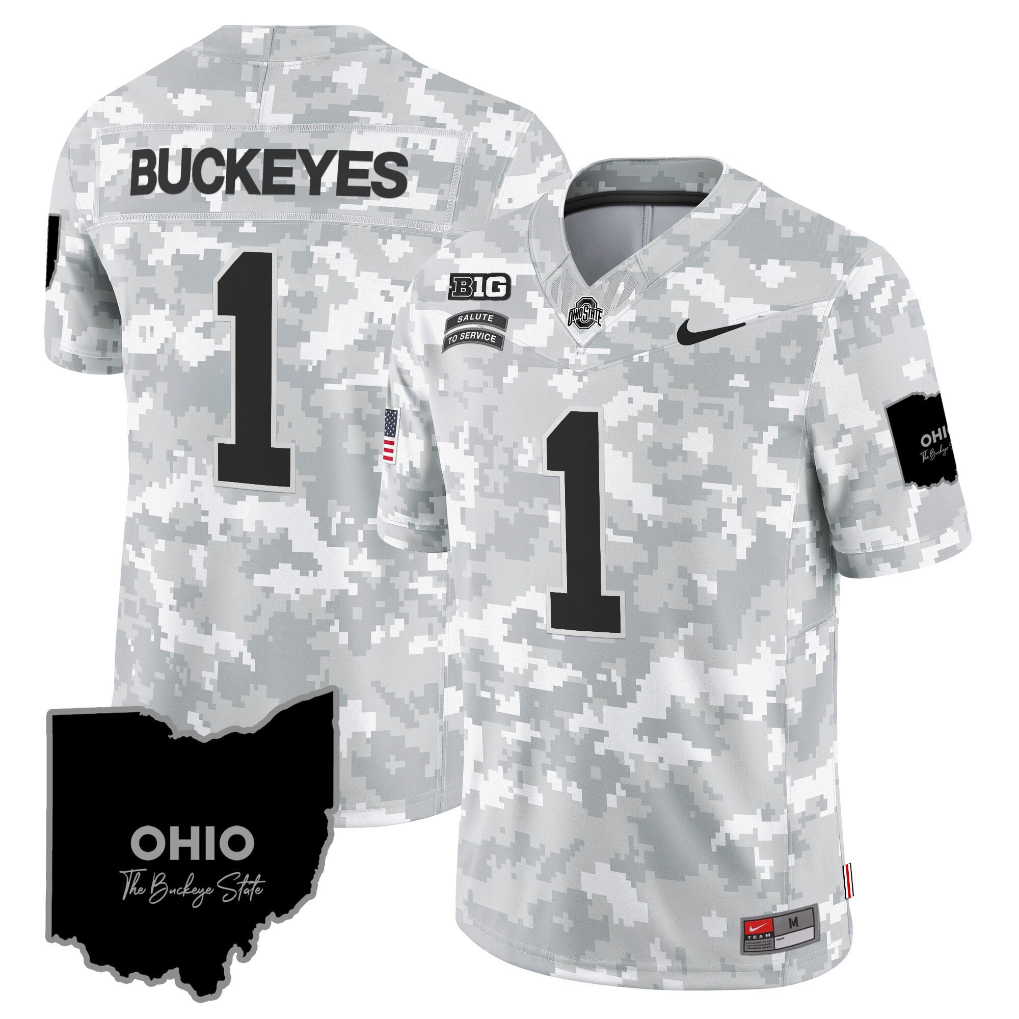 Ohio State Buckeyes 2024 Salute to Service Vapor Limited Jersey – Arctic Camo – All Stitched