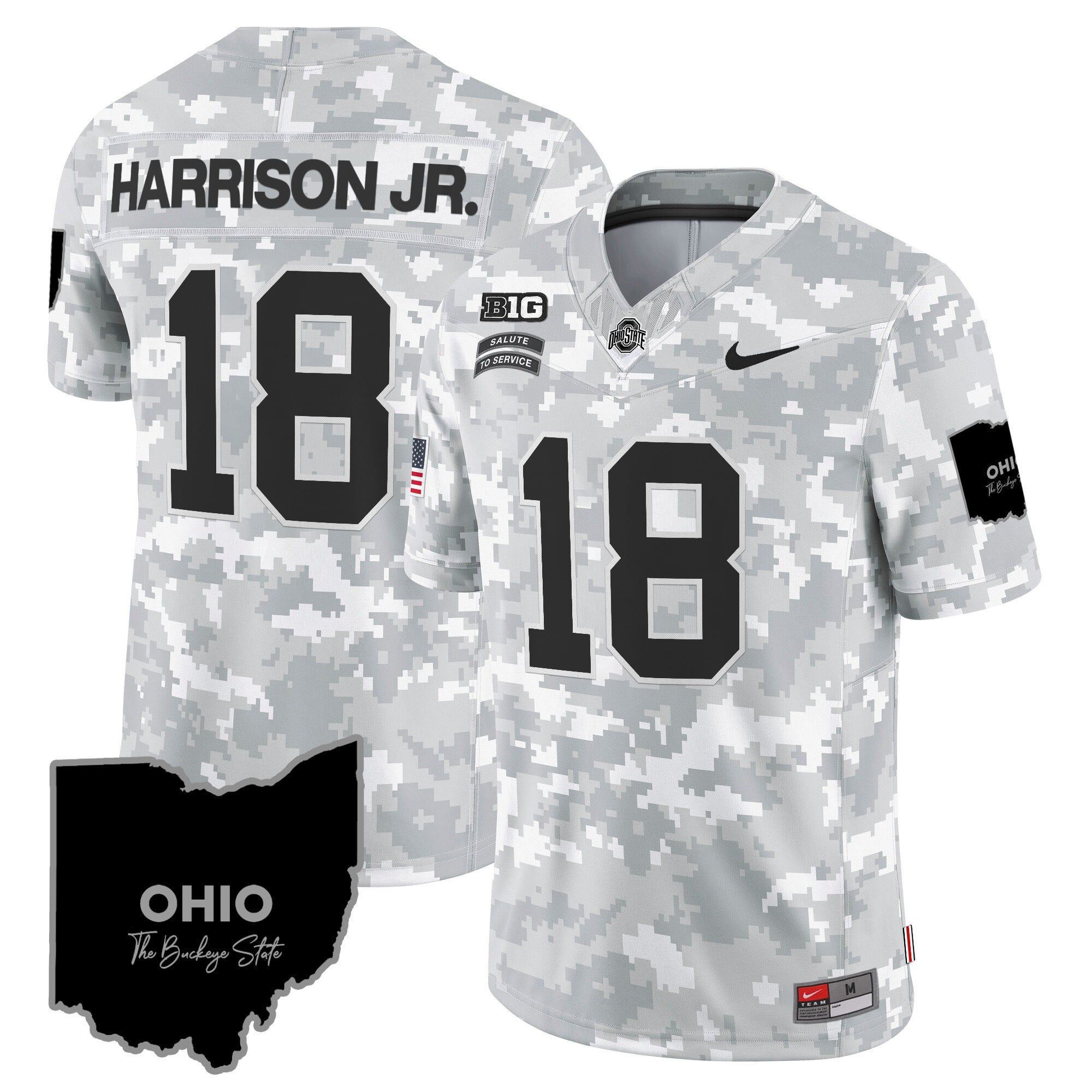 Ohio State Buckeyes 2024 Salute to Service Vapor Limited Jersey – Arctic Camo – All Stitched