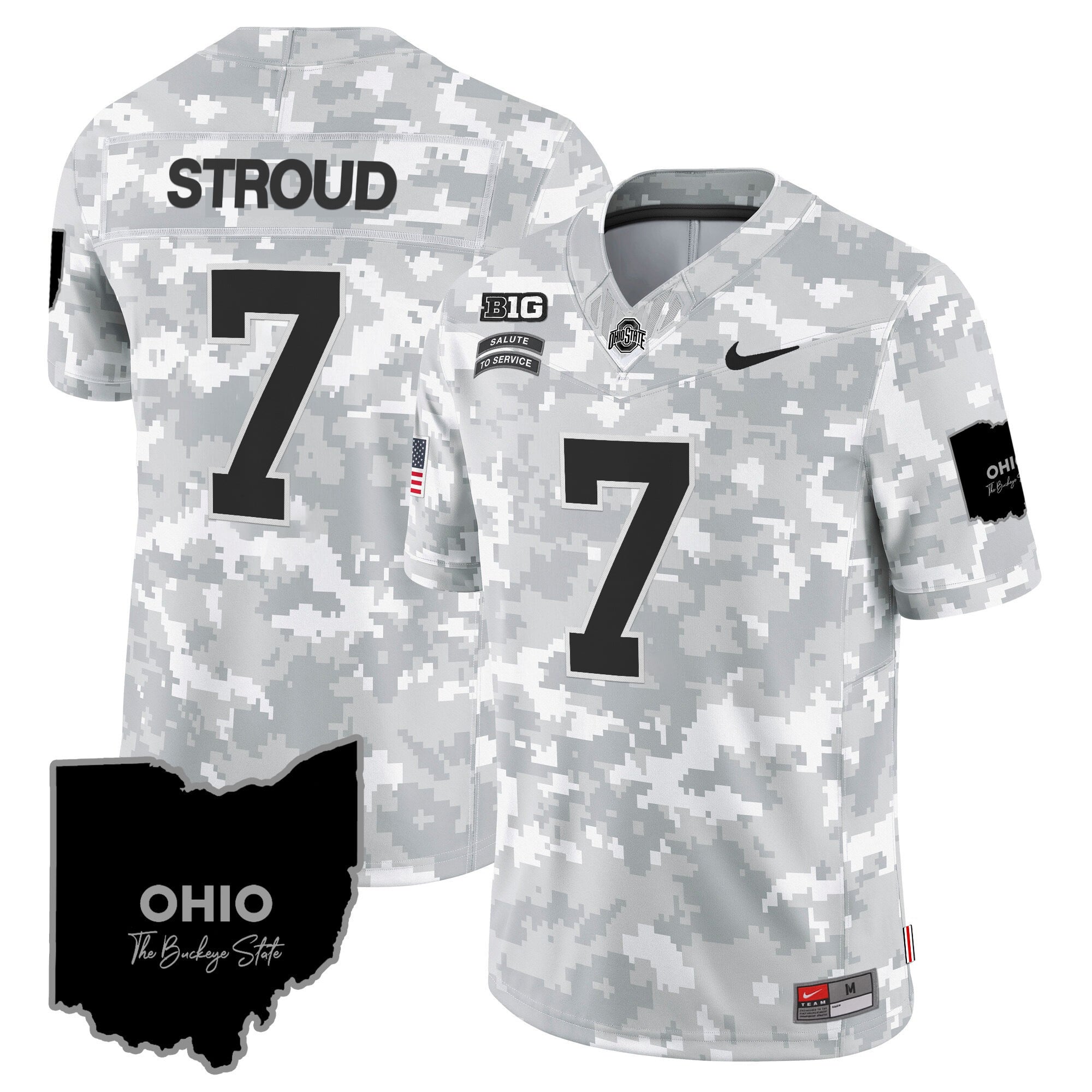 Ohio State Buckeyes 2024 Salute to Service Vapor Limited Jersey – Arctic Camo – All Stitched