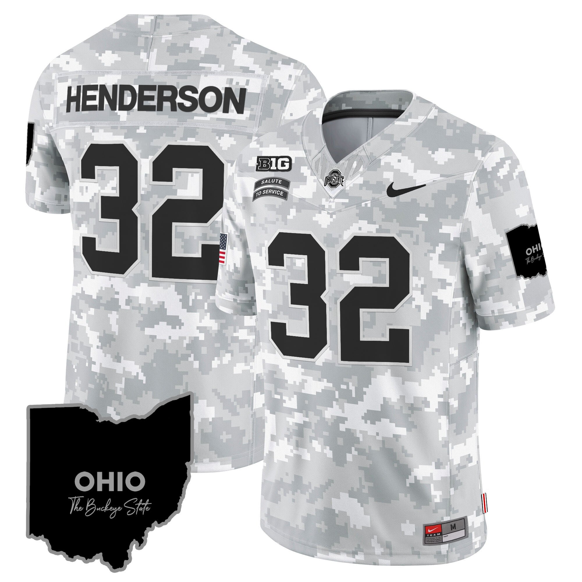 Ohio State Buckeyes 2024 Salute to Service Vapor Limited Jersey – Arctic Camo – All Stitched