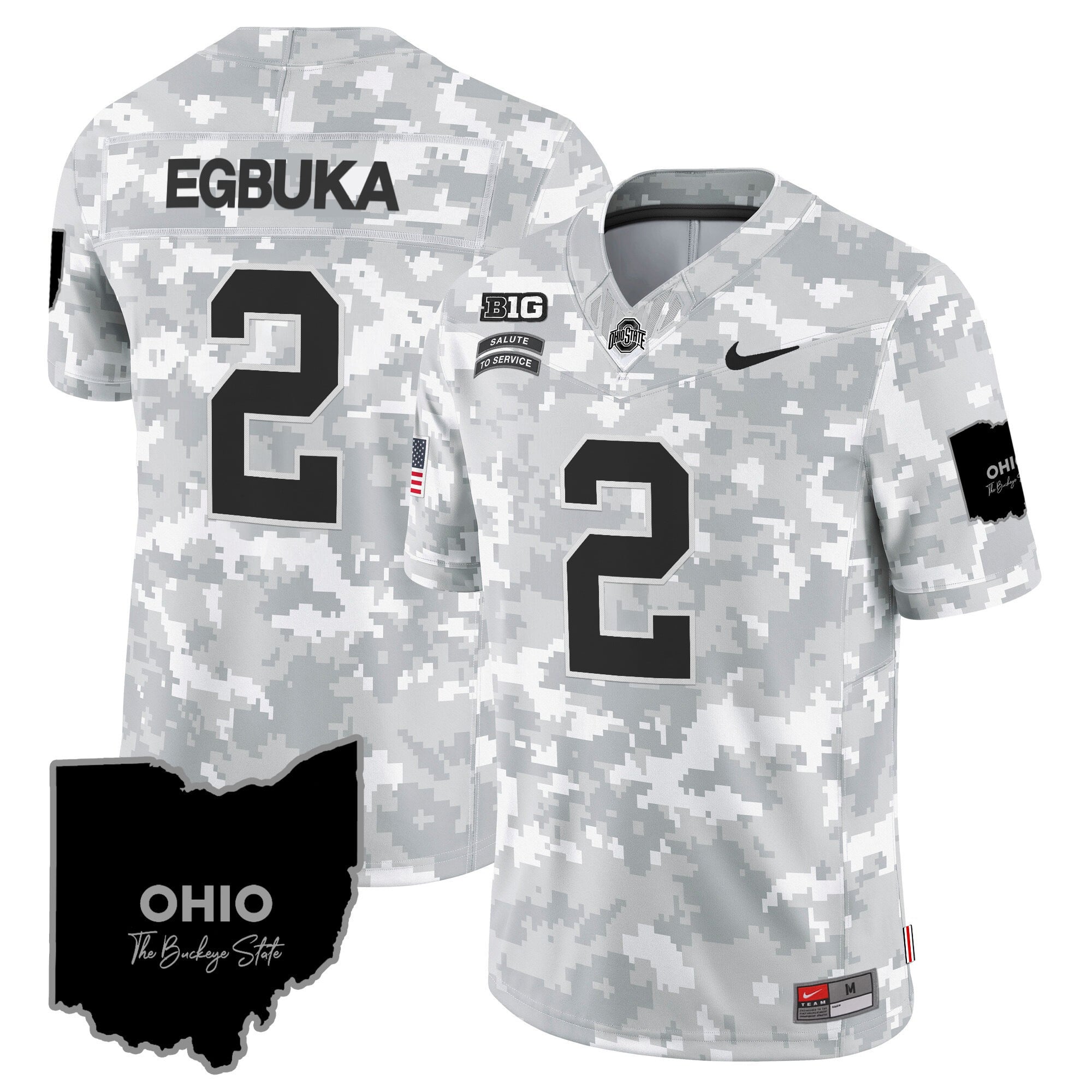 Ohio State Buckeyes 2024 Salute to Service Vapor Limited Jersey – Arctic Camo – All Stitched