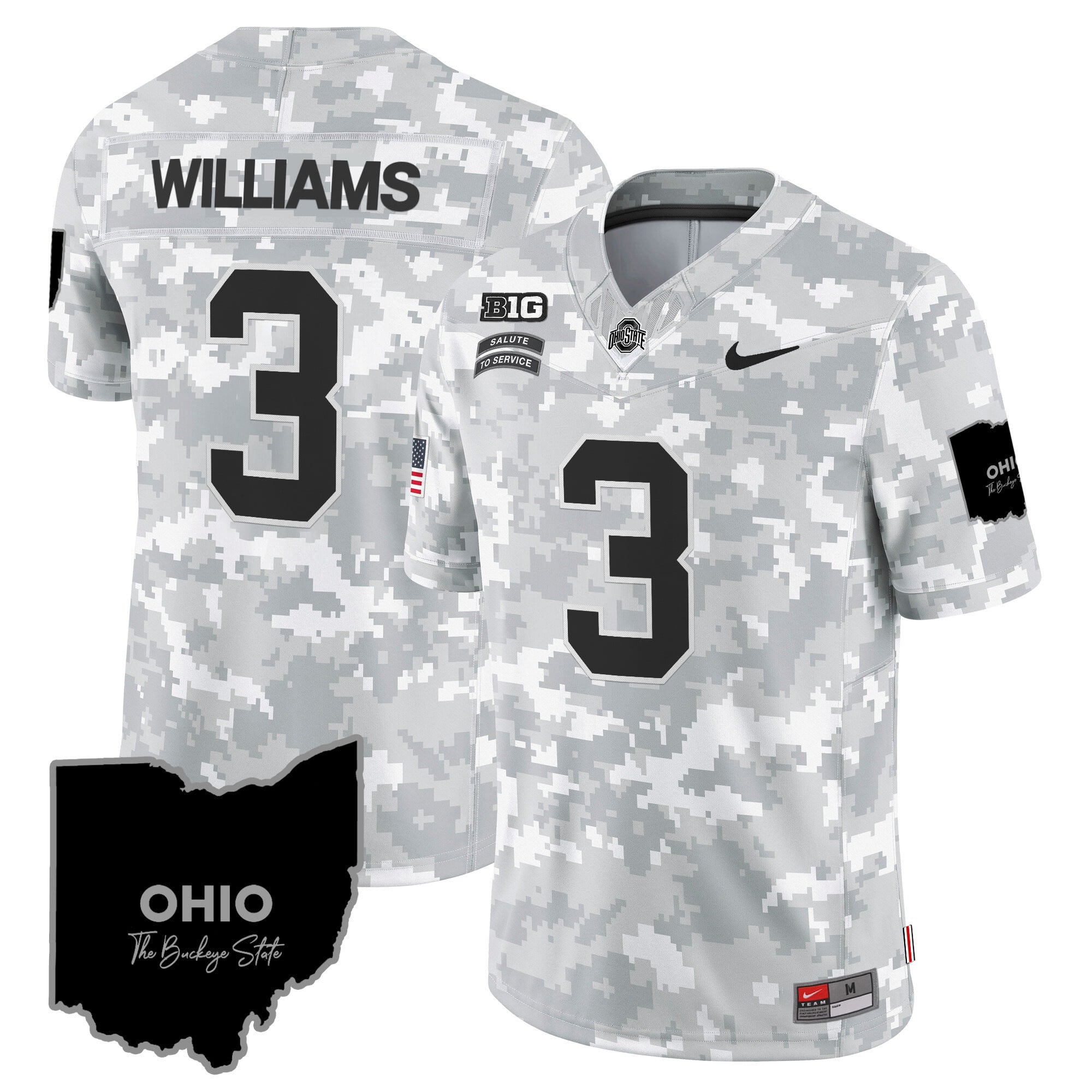 Ohio State Buckeyes 2024 Salute to Service Vapor Limited Jersey – Arctic Camo – All Stitched