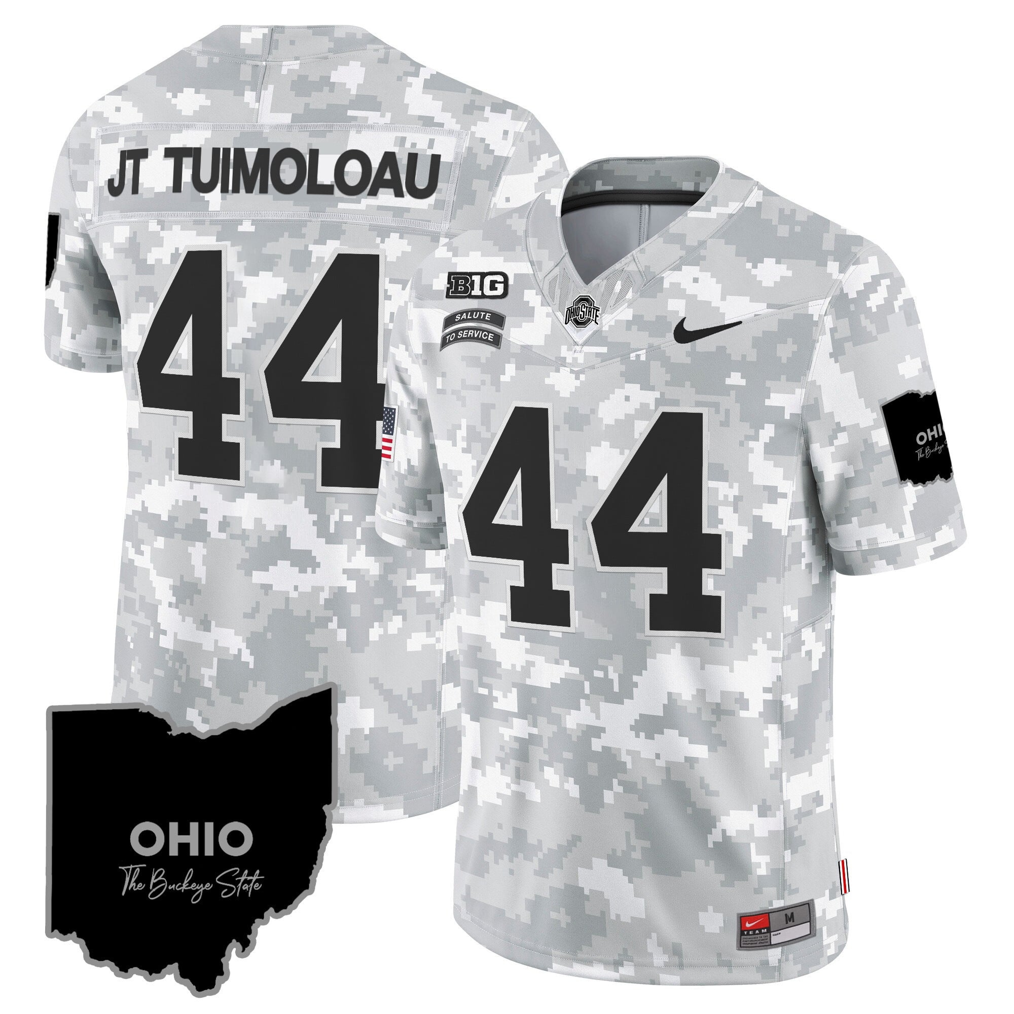 Ohio State Buckeyes 2024 Salute to Service Vapor Limited Jersey – Arctic Camo – All Stitched