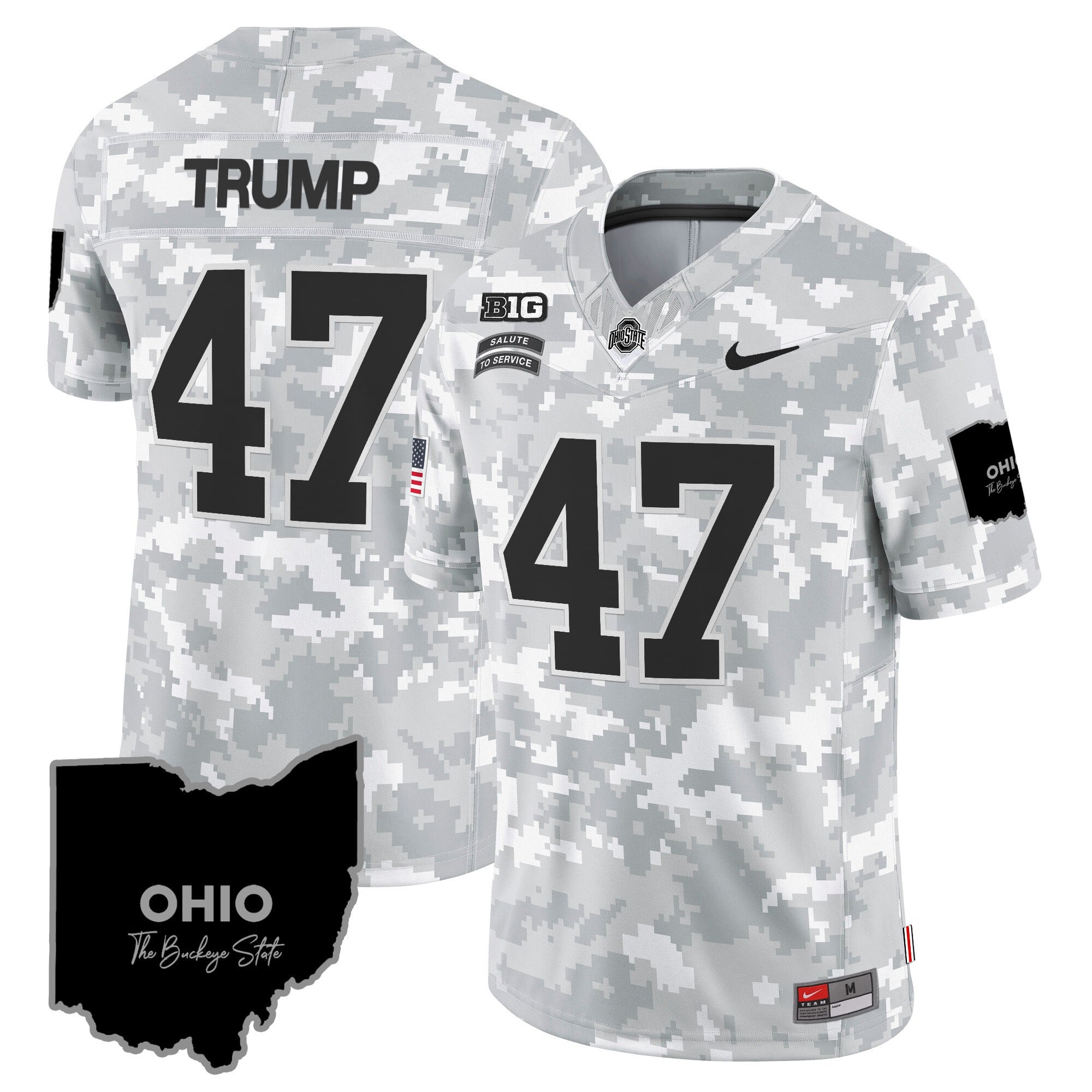 Ohio State Buckeyes 2024 Salute to Service Vapor Limited Jersey – Arctic Camo – All Stitched
