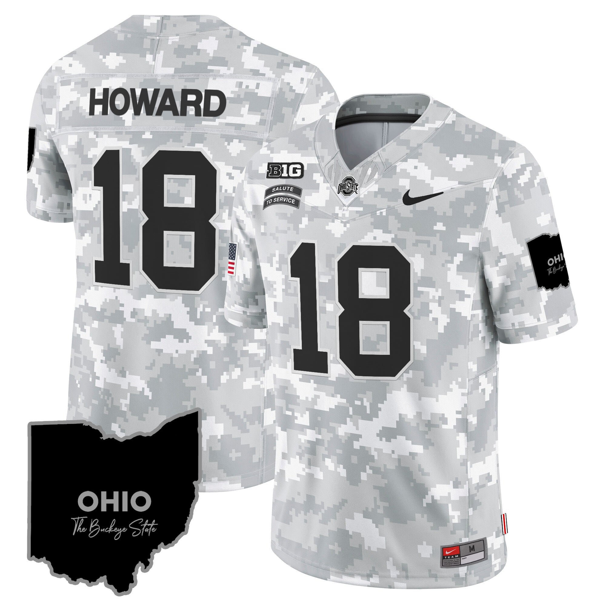 Ohio State Buckeyes 2024 Salute to Service Vapor Limited Jersey – Arctic Camo – All Stitched