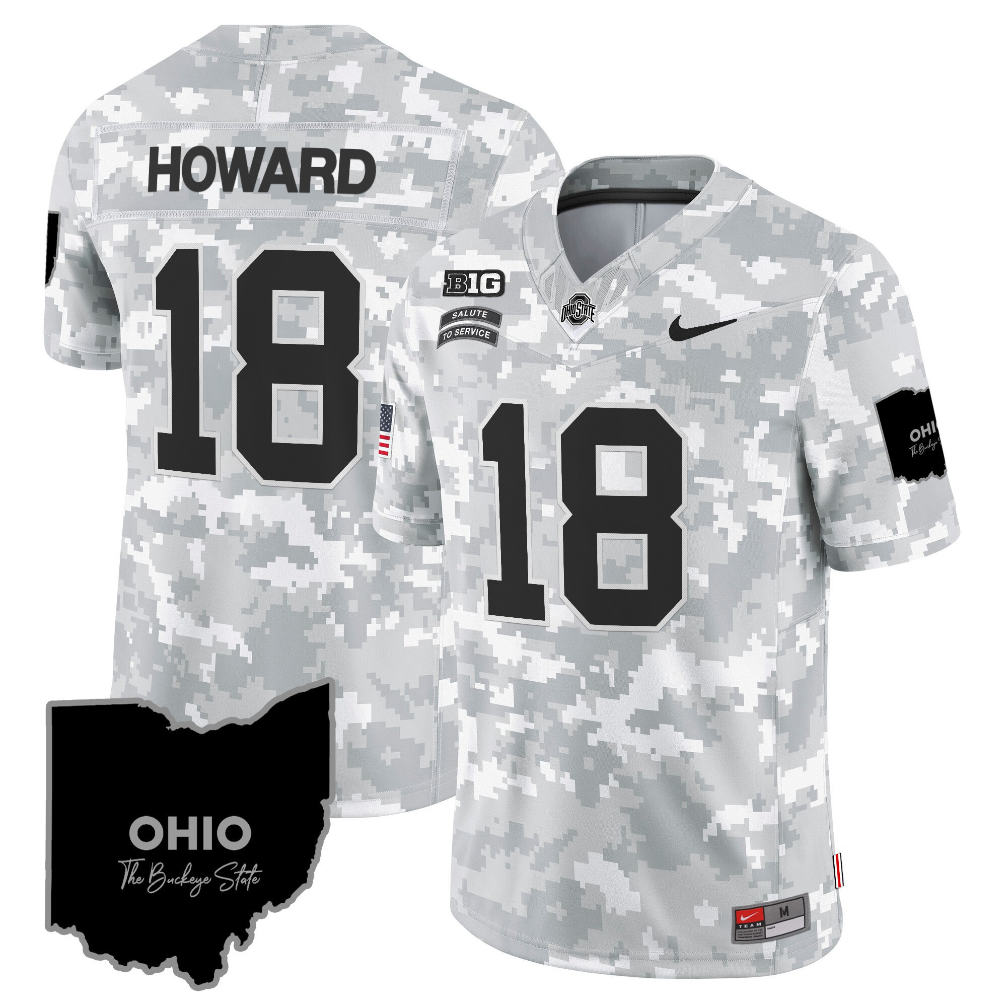 Ohio State Buckeyes 2024 Salute to Service Vapor Limited Jersey – Arctic Camo – All Stitched