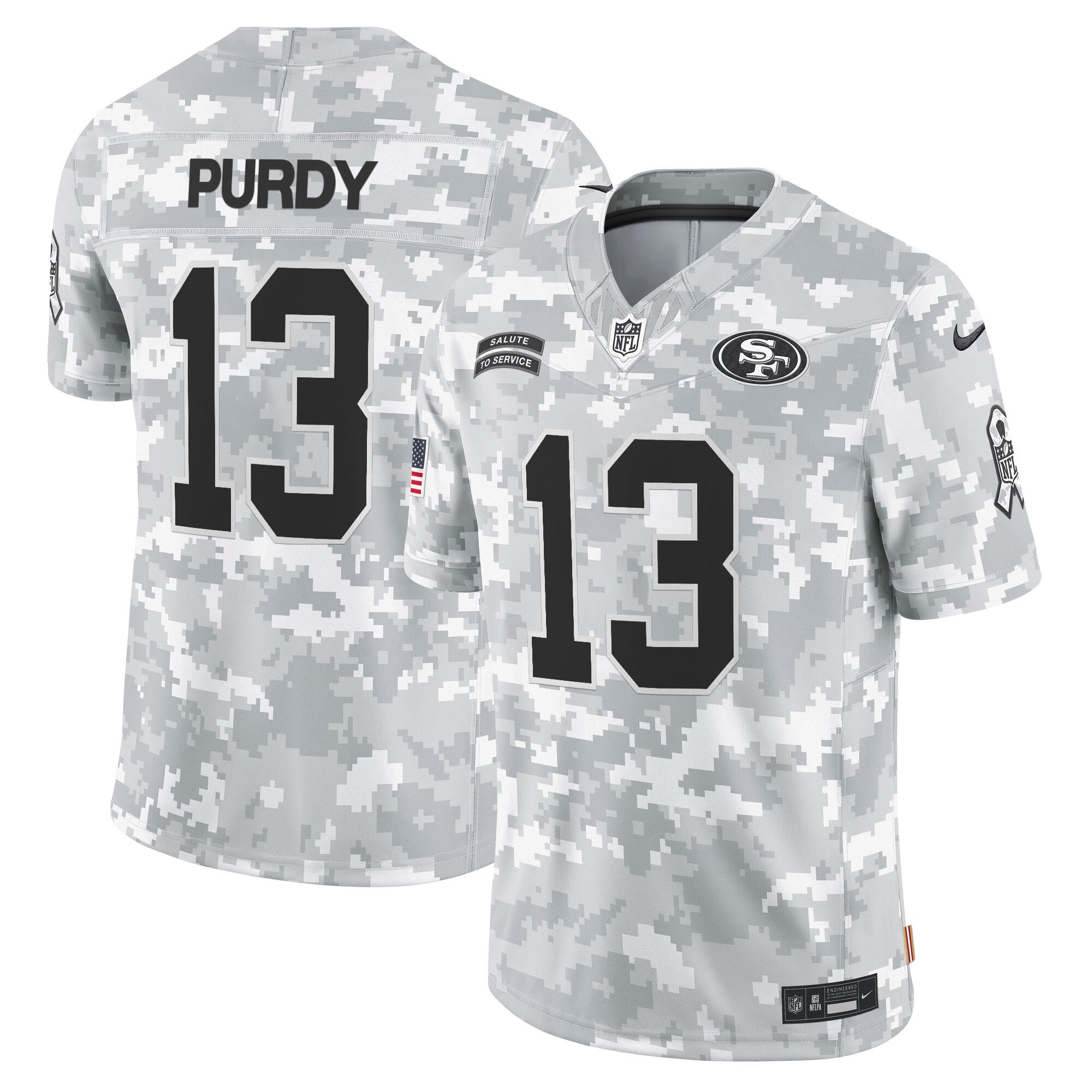 49ers 2024 Salute to Service Vapor Limited Jersey – Arctic Camo – All Stitched