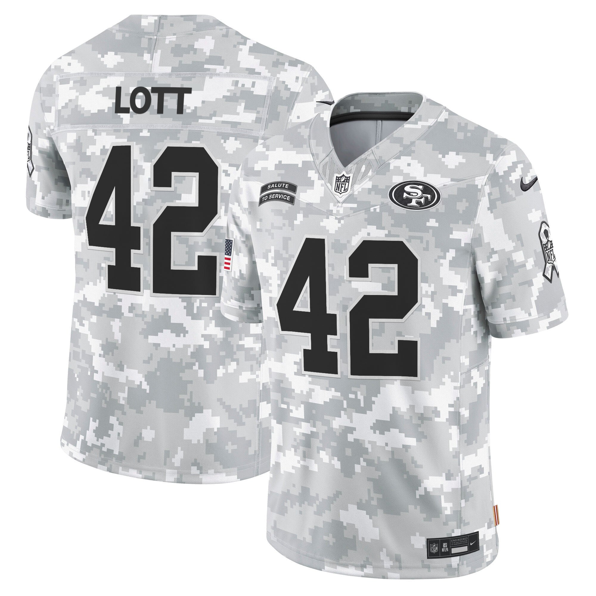 49ers 2024 Salute to Service Vapor Limited Jersey – Arctic Camo – All Stitched