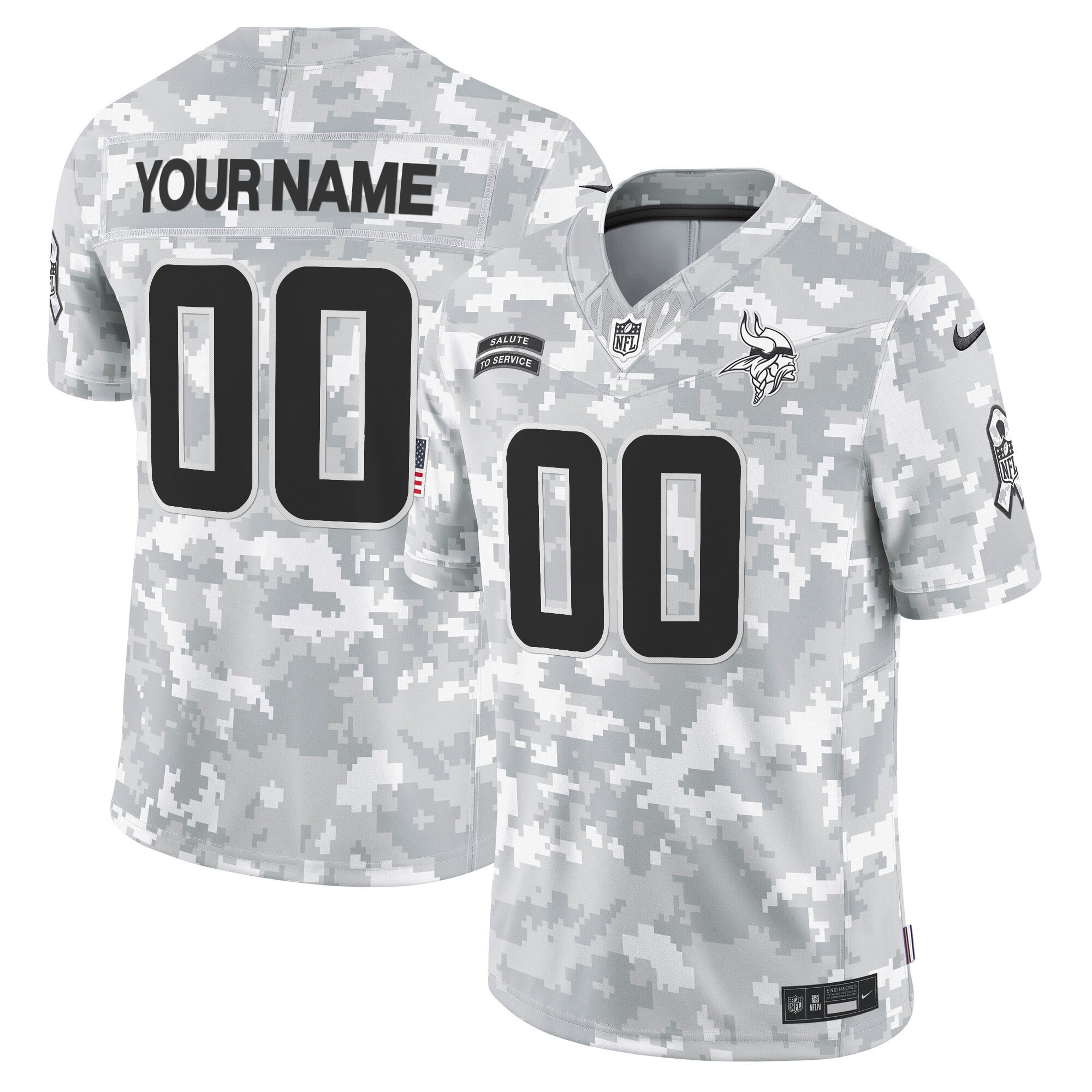 Minnesota Vikings 2024 Salute to Service Vapor Limited Custom Jersey – Arctic Camo – All Stitched