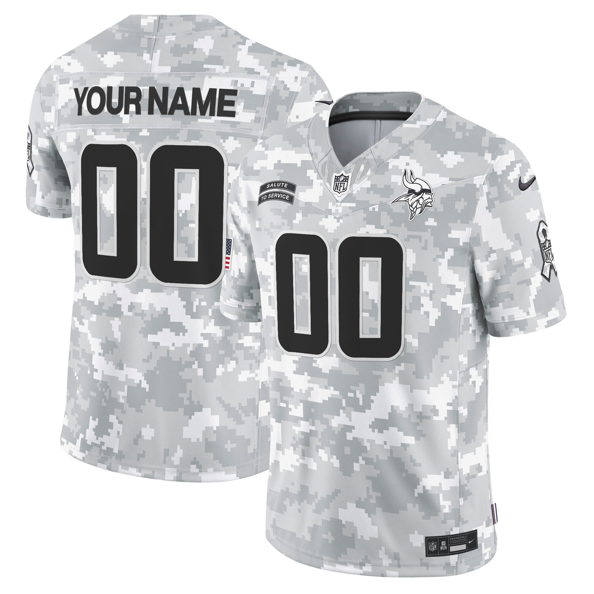 Minnesota Vikings 2024 Salute to Service Vapor Limited Custom Jersey – Arctic Camo – All Stitched