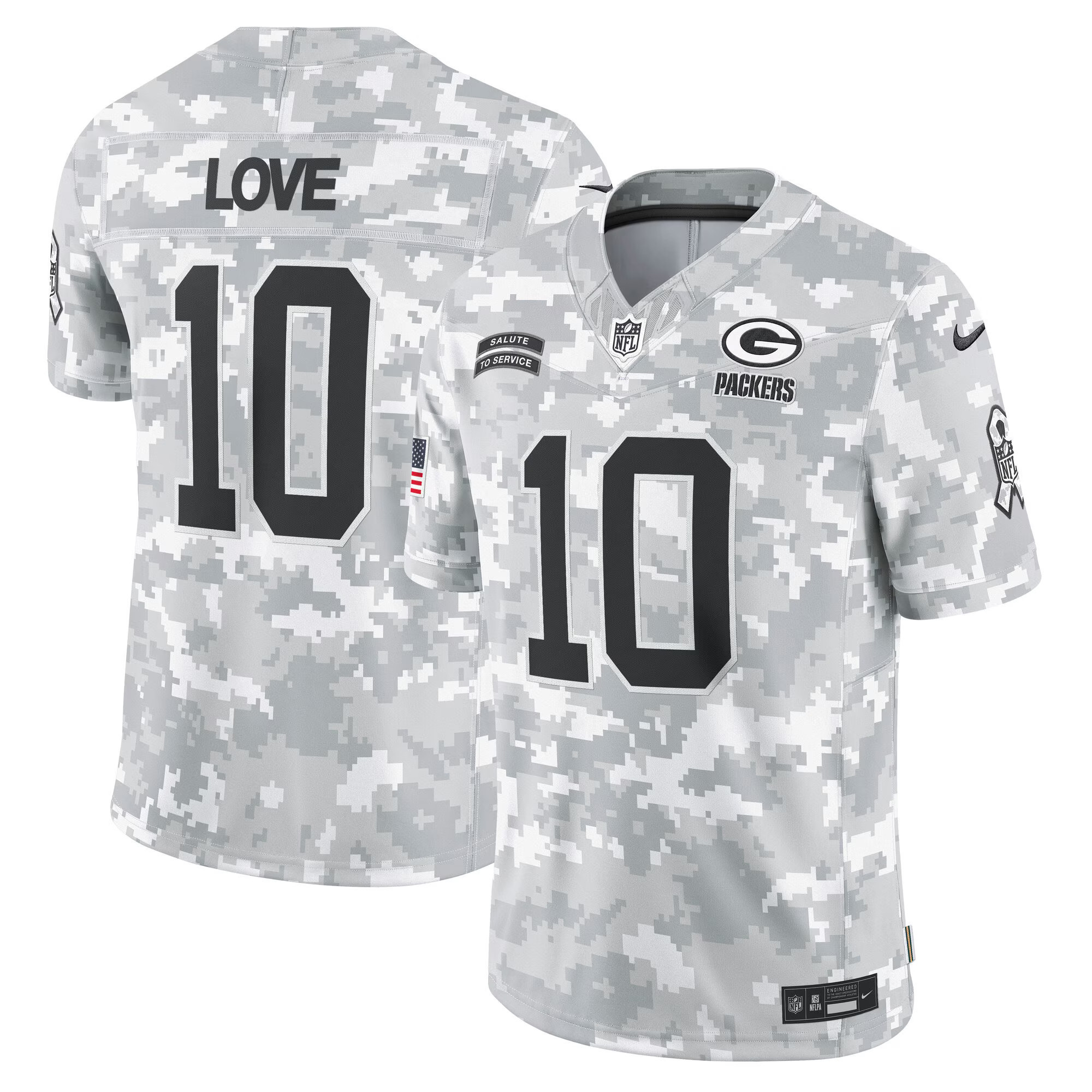Green Bay Packers 2024 Salute to Service Vapor Limited Jersey – Arctic Camo – All Stitched