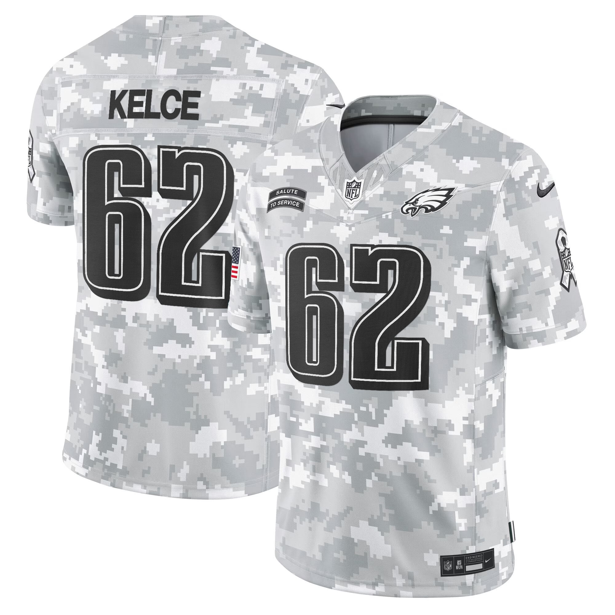 Philadelphia Eagles 2024 Salute to Service Vapor Limited Jersey – Arctic Camo – All Stitched