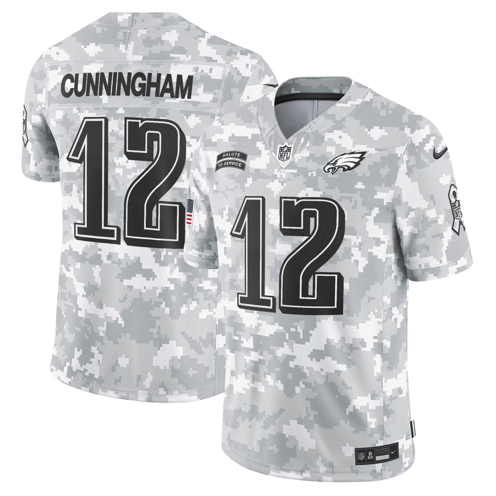 Philadelphia Eagles 2024 Salute to Service Vapor Limited Jersey – Arctic Camo – All Stitched