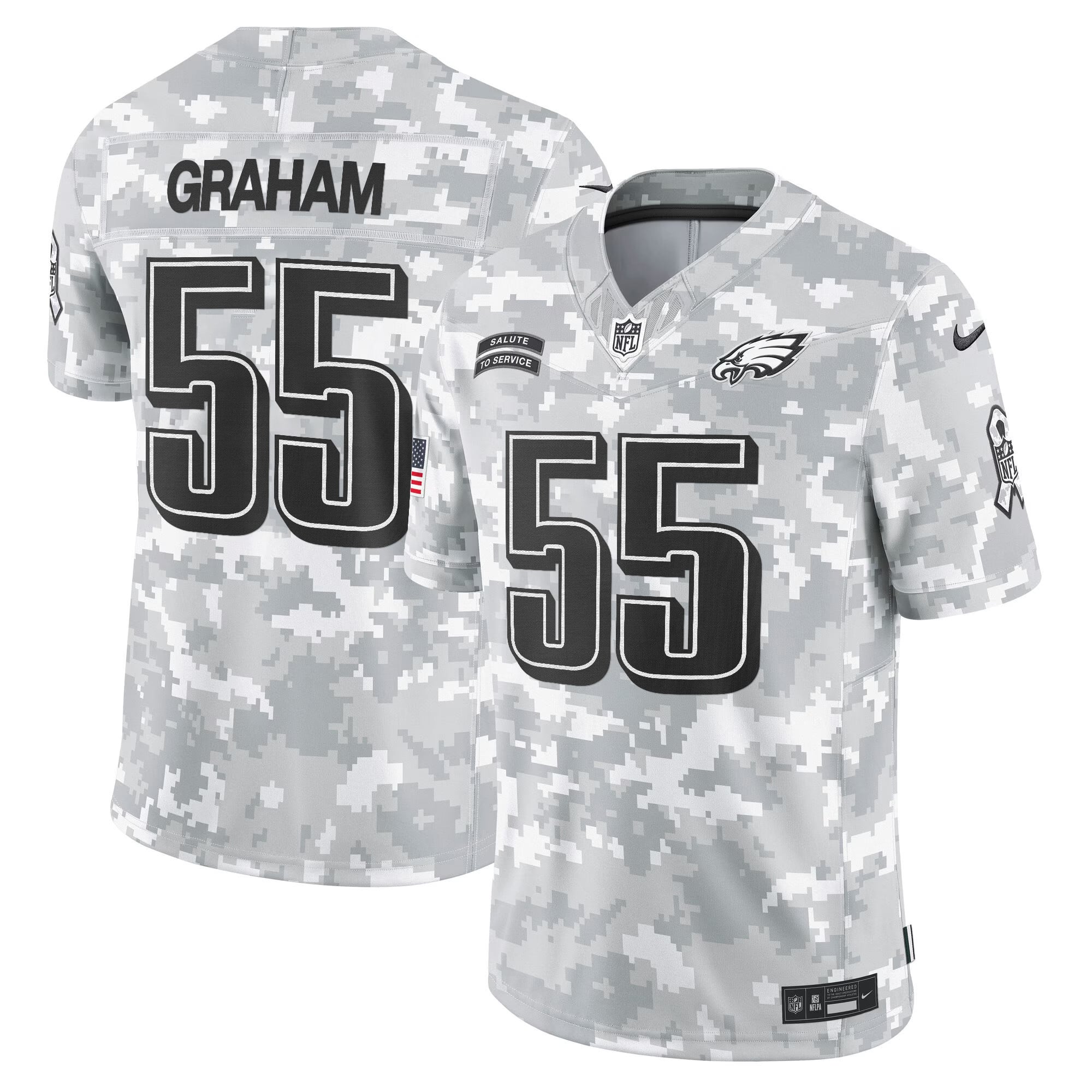 Philadelphia Eagles 2024 Salute to Service Vapor Limited Jersey – Arctic Camo – All Stitched
