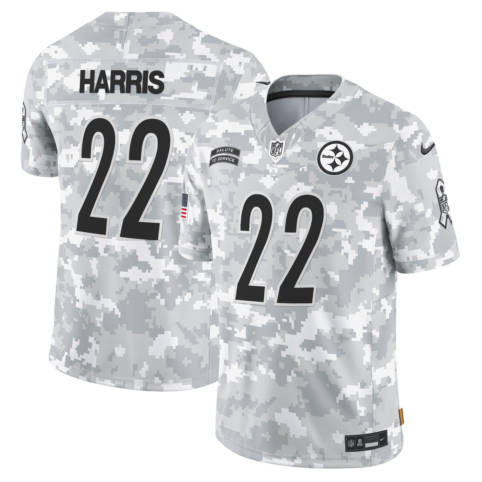 Steelers 2024 Salute to Service Vapor Limited Jersey – Arctic Camo – All Stitched
