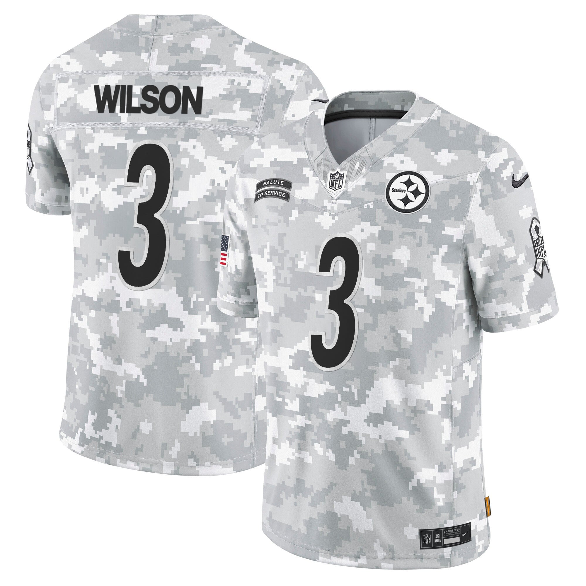 Steelers 2024 Salute to Service Vapor Limited Jersey – Arctic Camo – All Stitched