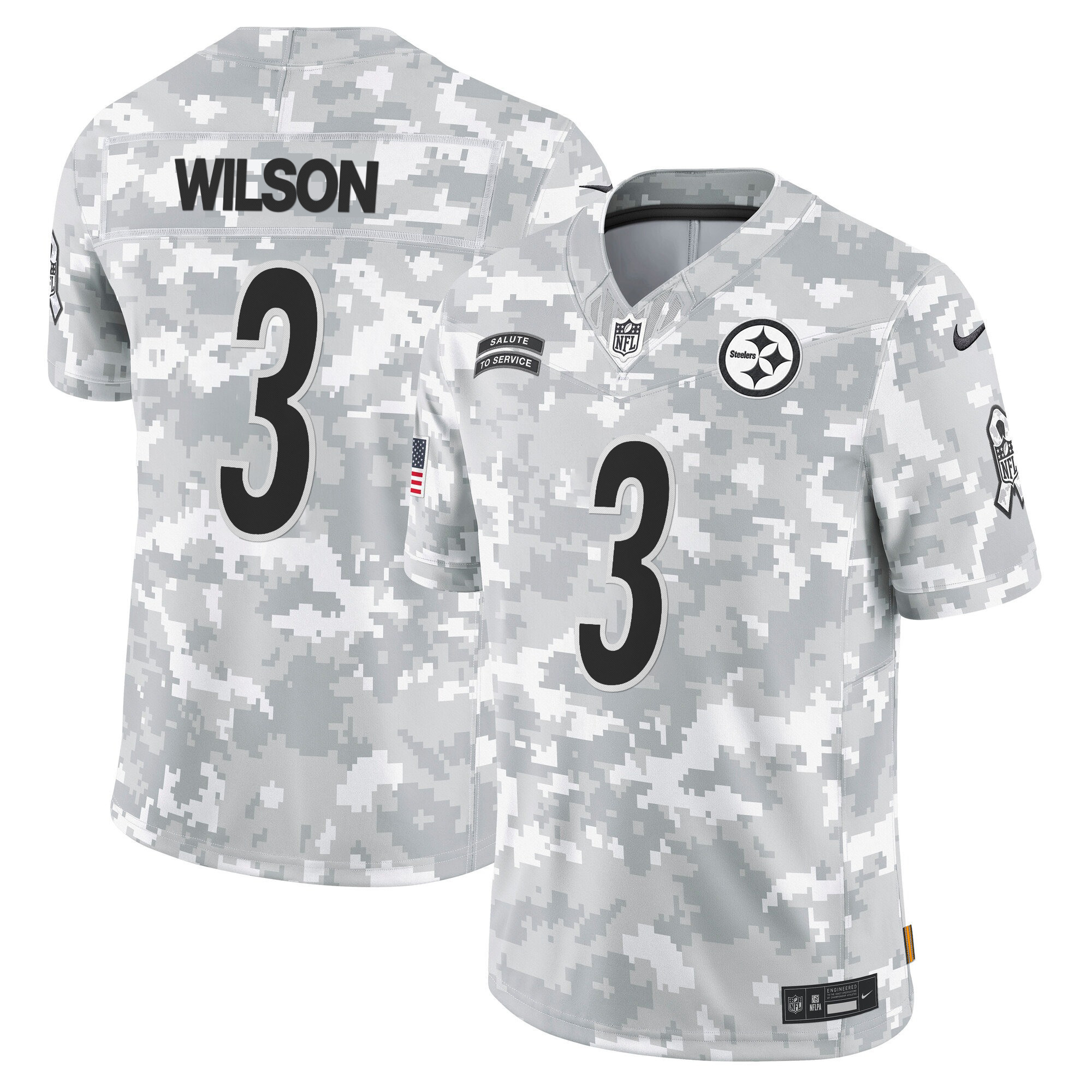 Steelers 2024 Salute to Service Vapor Limited Jersey – Arctic Camo – All Stitched