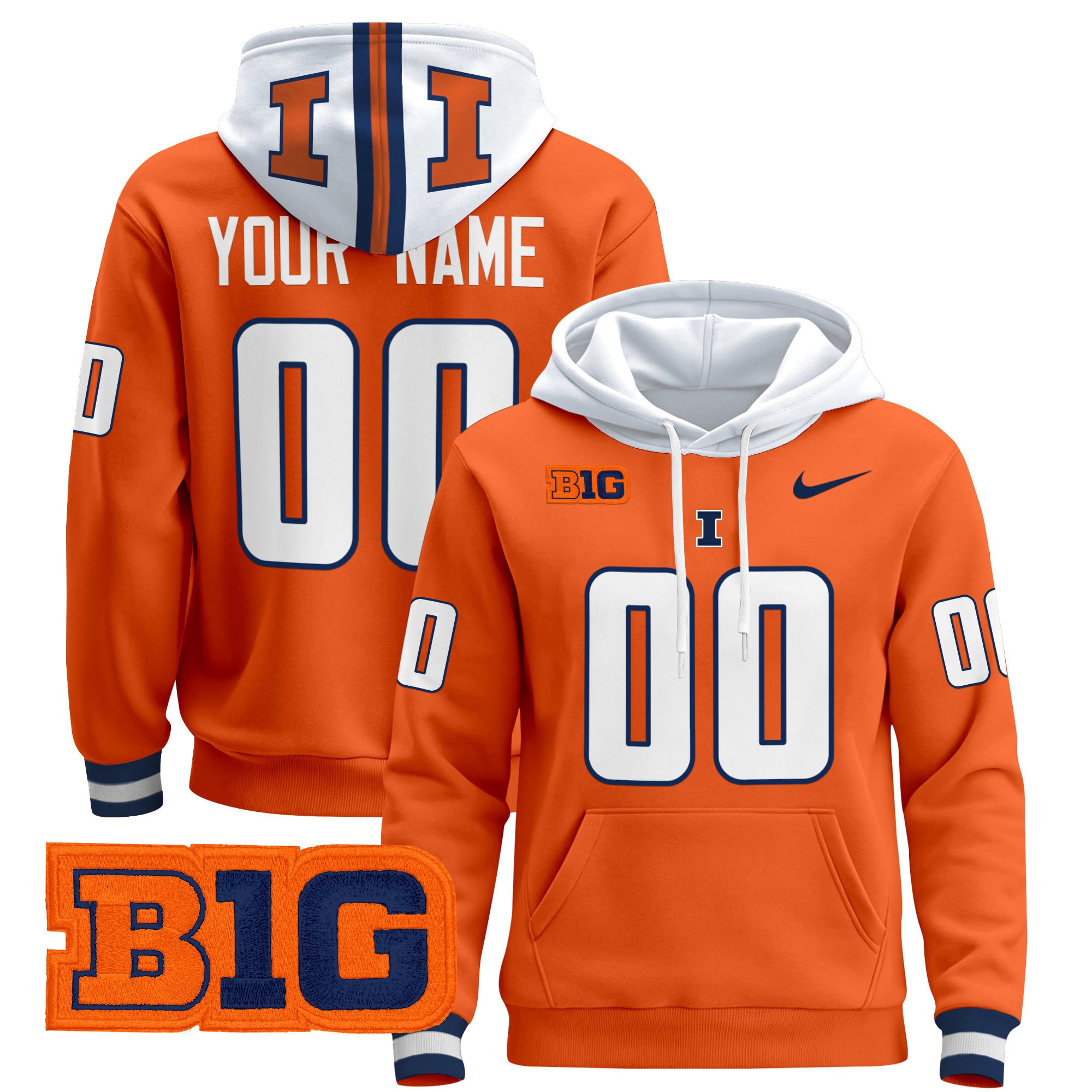 Illinois Fighting Illini 2024 Custom Pullover Hoodie