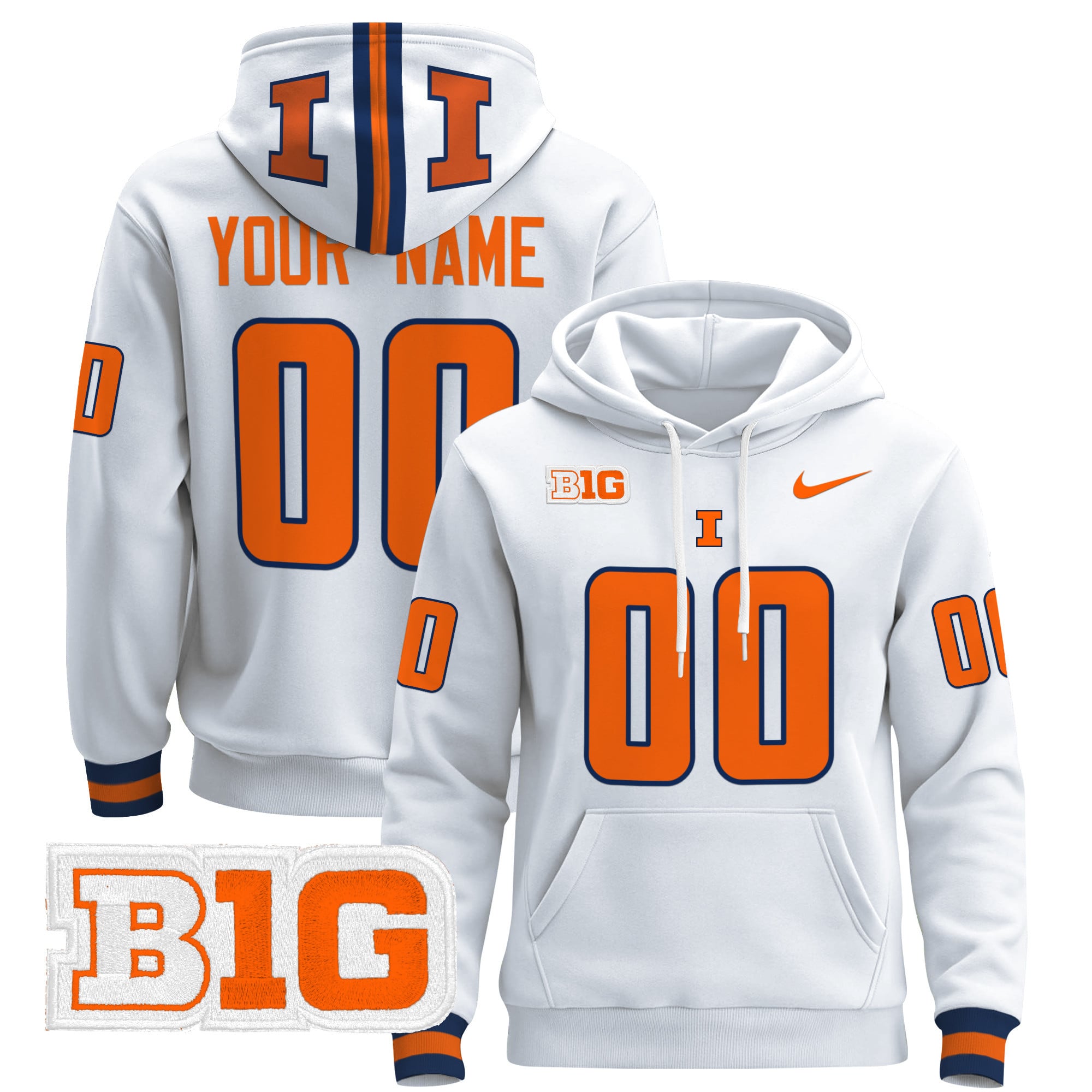 Illinois Fighting Illini 2024 Custom Pullover Hoodie