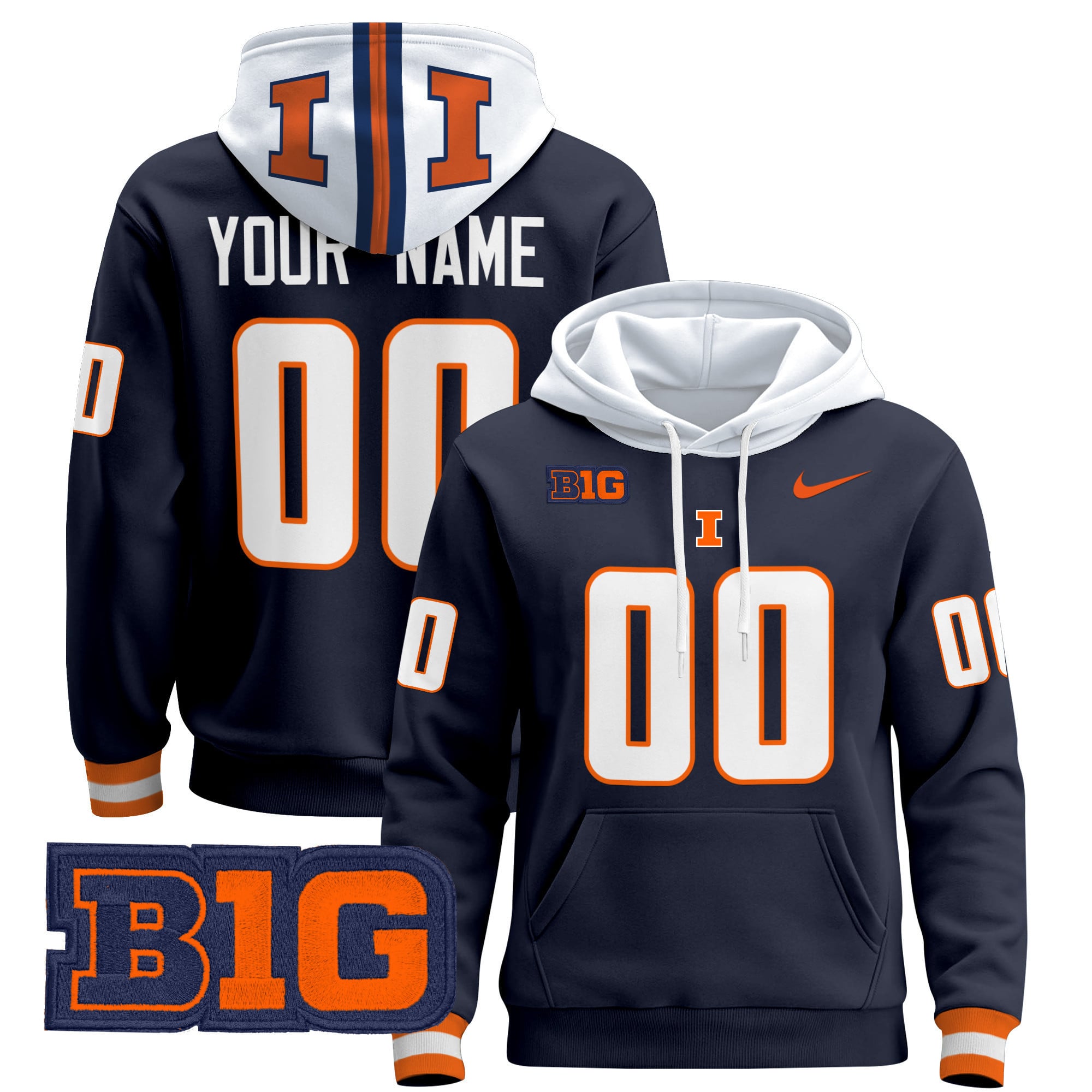 Illinois Fighting Illini 2024 Custom Pullover Hoodie