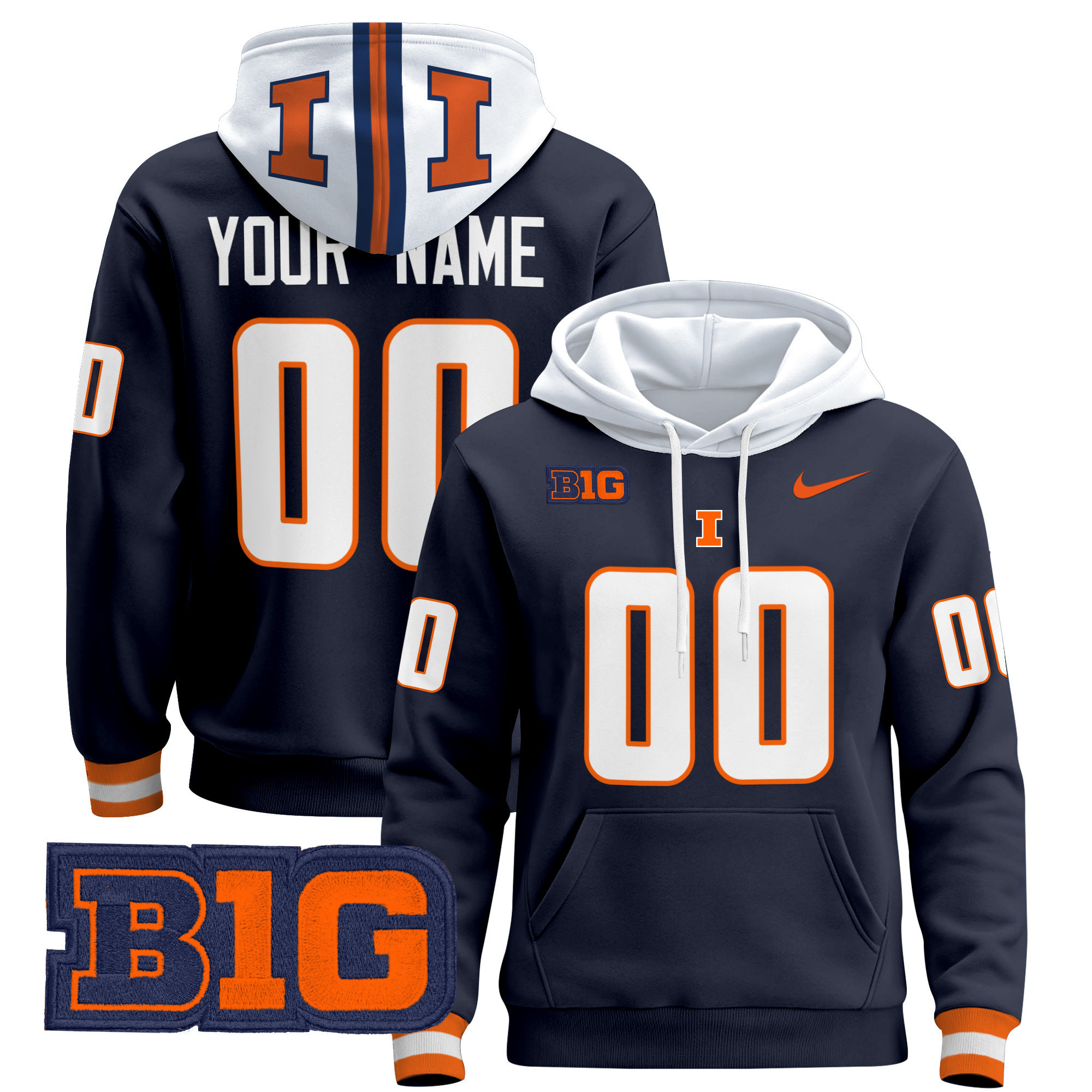 Illinois Fighting Illini 2024 Custom Pullover Hoodie