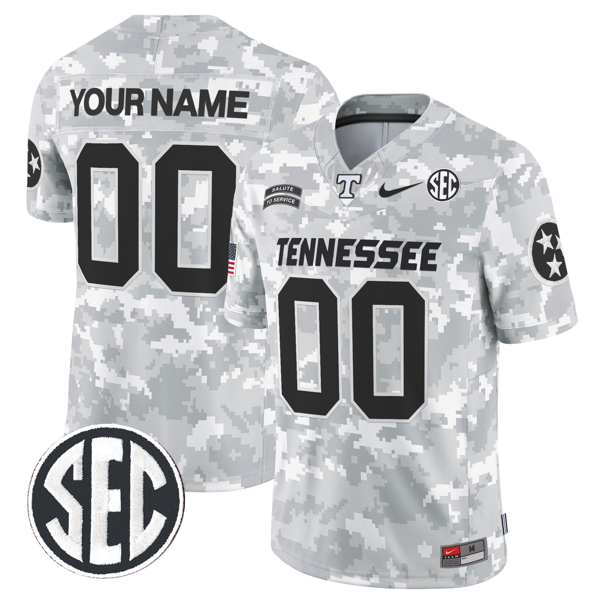 Tennessee Volunteers 2024 Salute to Service Vapor Limited Custom Jersey – Arctic Camo – All Stitched