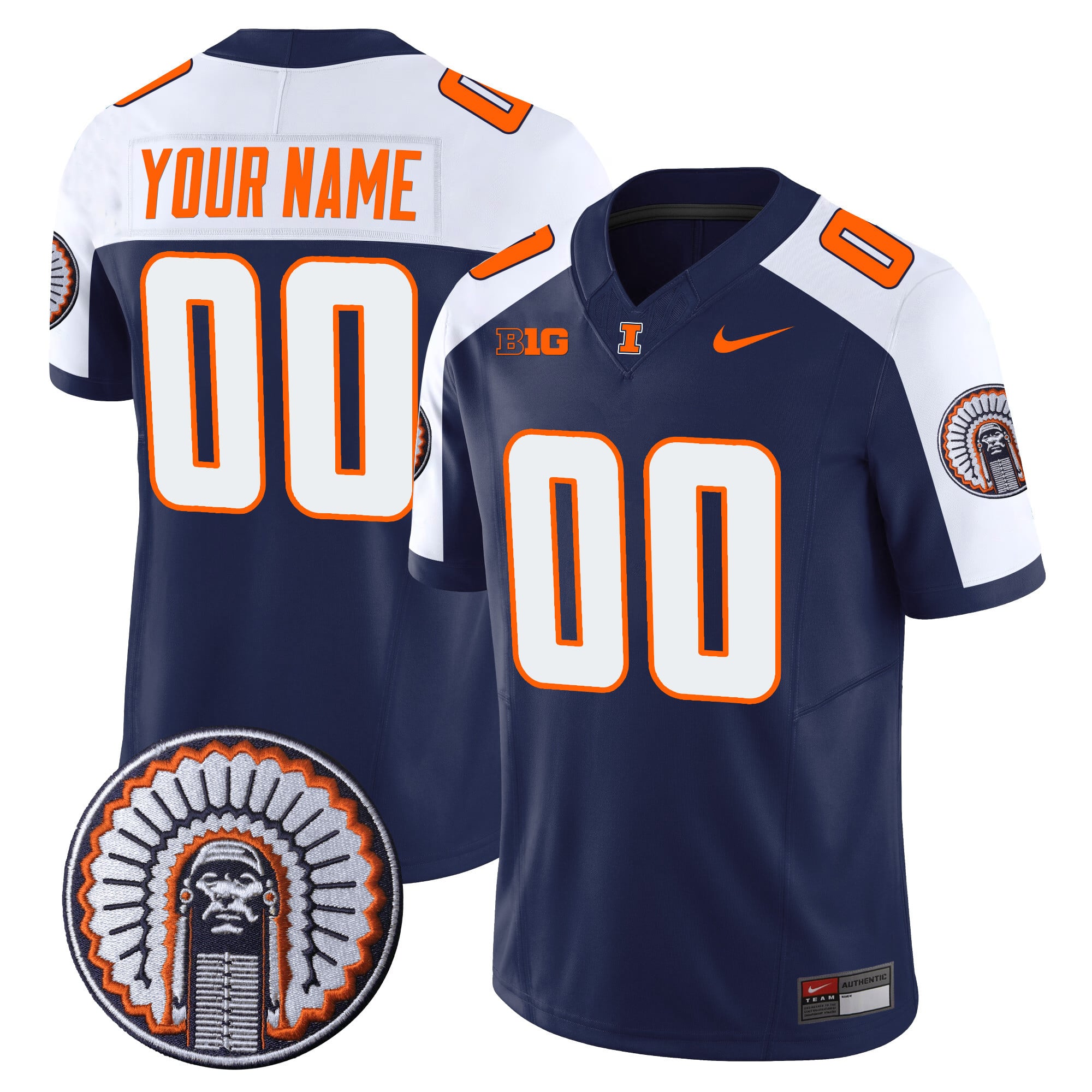 Illinois Fighting Illini Vapor Limited Custom Jersey – All Stitched