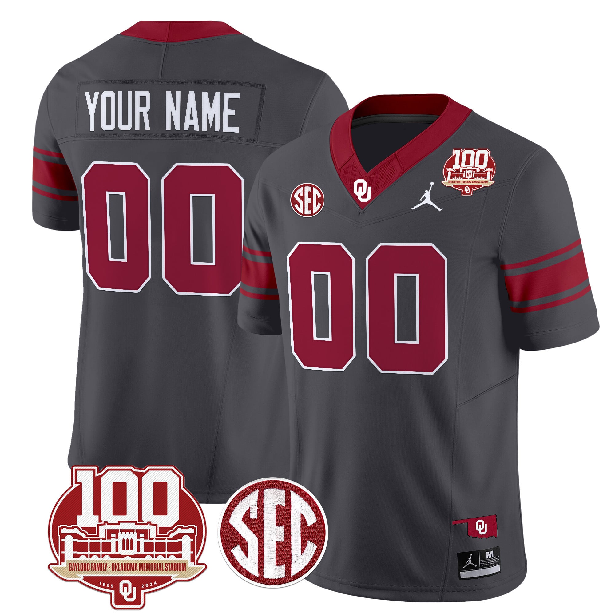 Oklahoma Sooners 100th Anniversary Patch Vapor Limited Custom Jersey – All Stitched