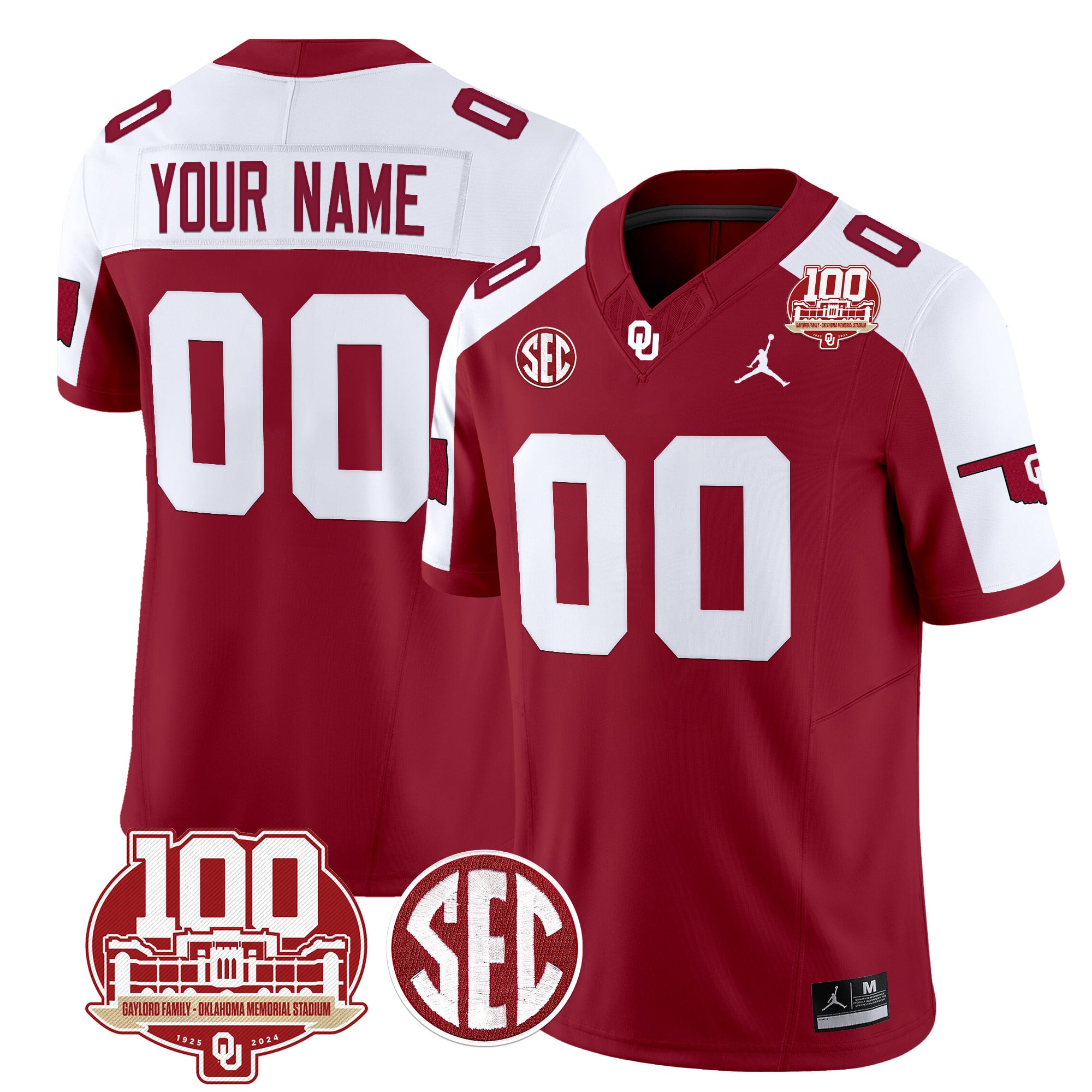 Oklahoma Sooners 100th Anniversary Patch Vapor Limited Custom Jersey – All Stitched