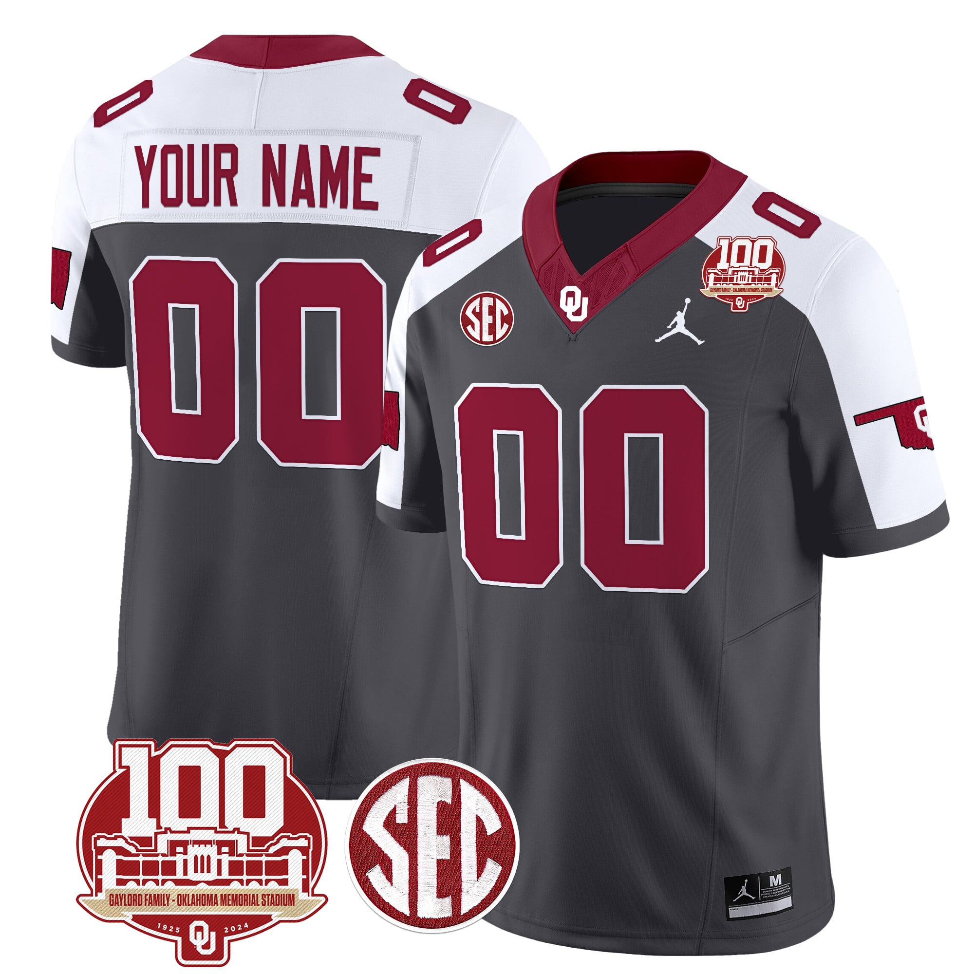 Oklahoma Sooners 100th Anniversary Patch Vapor Limited Custom Jersey – All Stitched