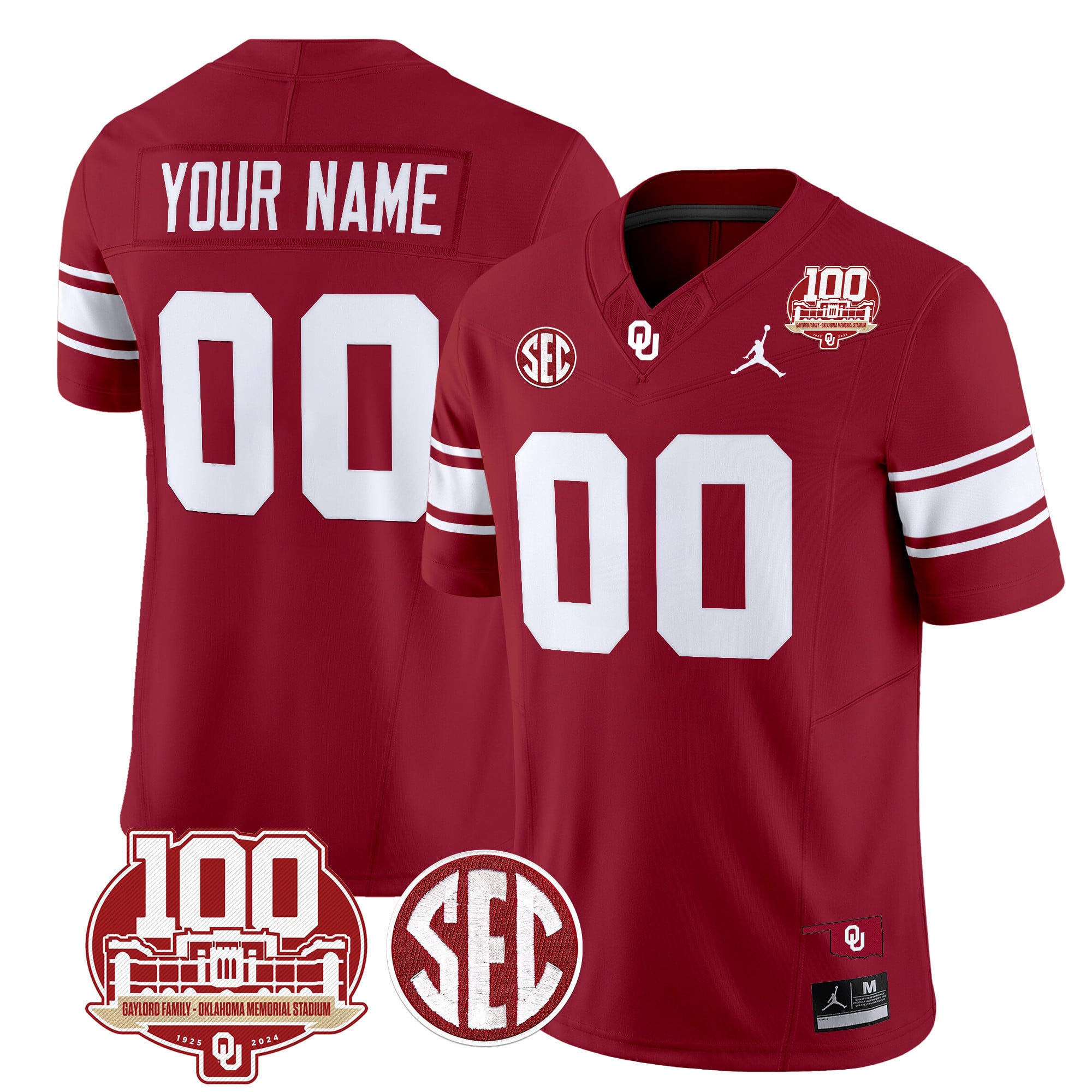 Oklahoma Sooners 100th Anniversary Patch Vapor Limited Custom Jersey – All Stitched