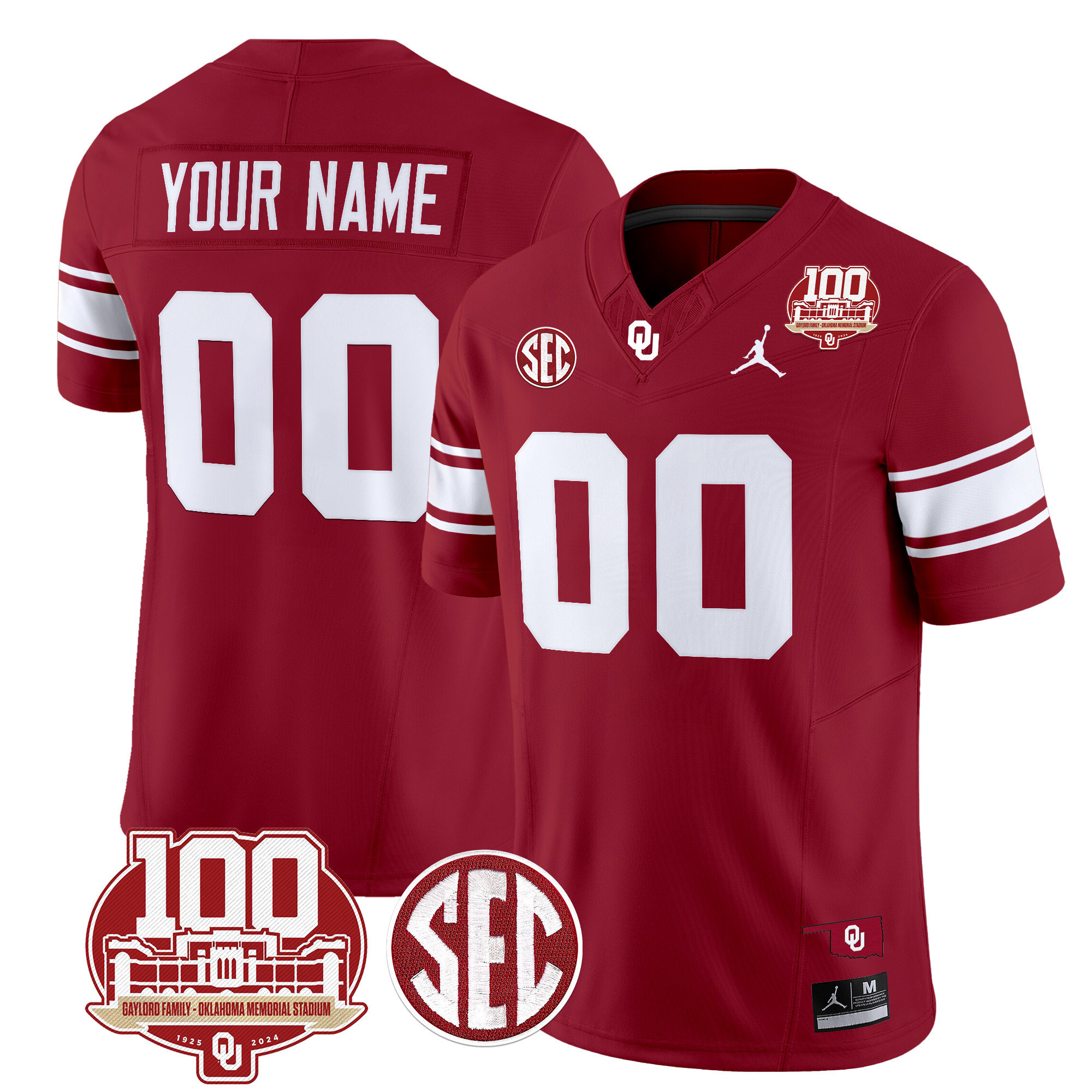 Oklahoma Sooners 100th Anniversary Patch Vapor Limited Custom Jersey – All Stitched