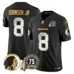 Men’s Washington Redskins 75th Patch Throwback Gold Vapor Limited Jersey – All Stitched
