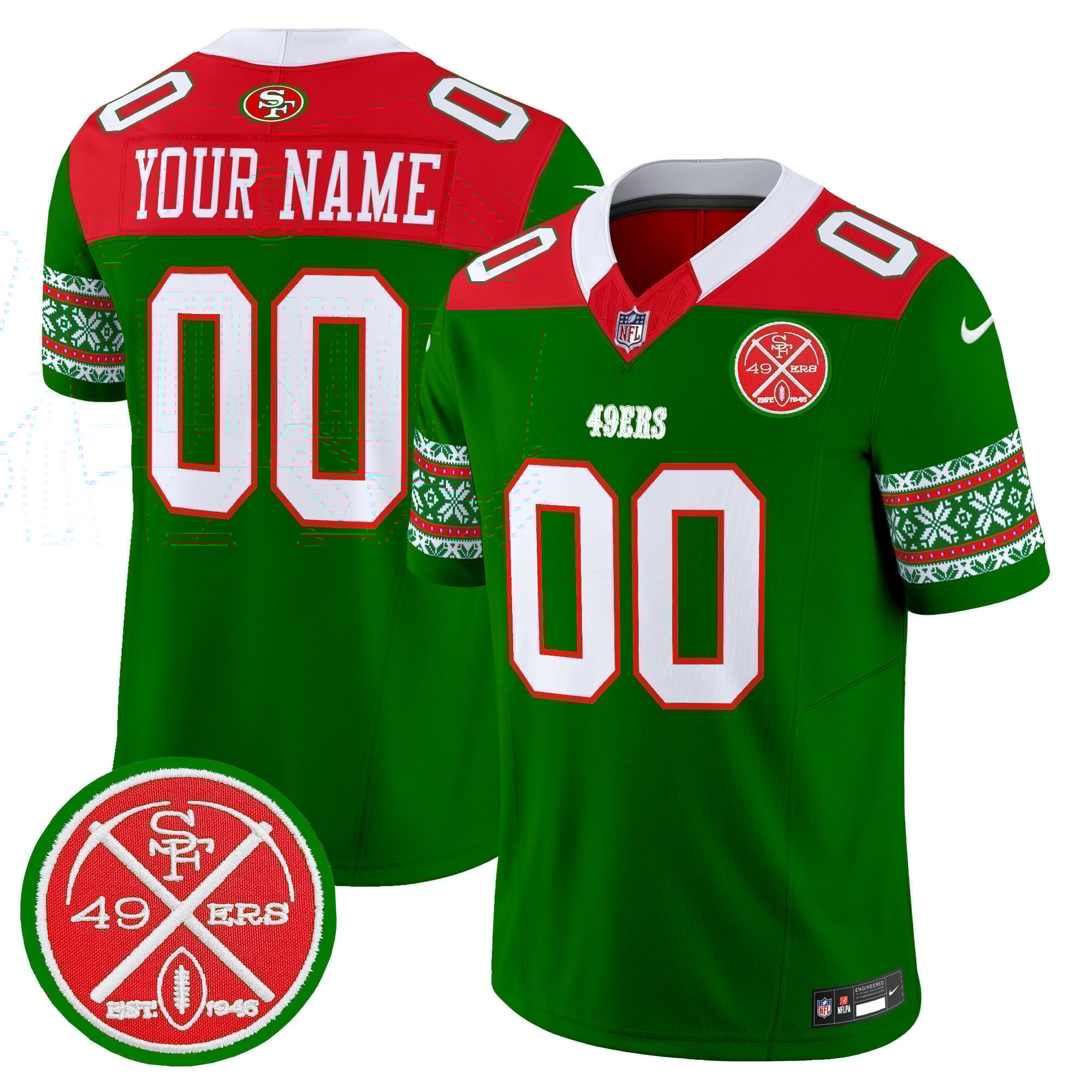 49ers 2024 Christmas Vapor Limited Custom Jersey – All Stitched