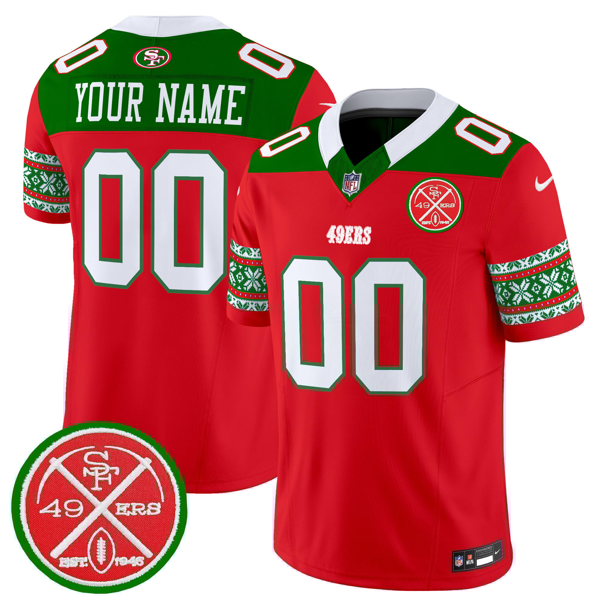 49ers 2024 Christmas Vapor Limited Custom Jersey – All Stitched