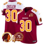 Men’s Washington Redskins 75th Patch Throwback Vapor Limited Jersey – All Stitched