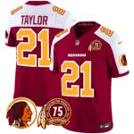 Men’s Washington Redskins 75th Patch Throwback Vapor Limited Jersey – All Stitched