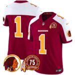 Men’s Washington Redskins 75th Patch Throwback Vapor Limited Jersey – All Stitched