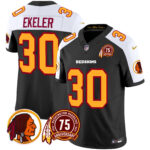 Men’s Washington Redskins 75th Patch Throwback Vapor Limited Jersey – All Stitched