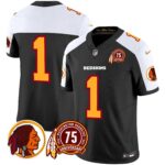 Men’s Washington Redskins 75th Patch Throwback Vapor Limited Jersey – All Stitched