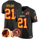 Men’s Washington Redskins 75th Patch Throwback Vapor Limited Jersey – All Stitched