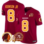 Men’s Washington Redskins 75th Patch Throwback Vapor Limited Jersey – All Stitched