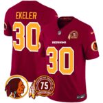 Men’s Washington Redskins 75th Patch Throwback Vapor Limited Jersey – All Stitched