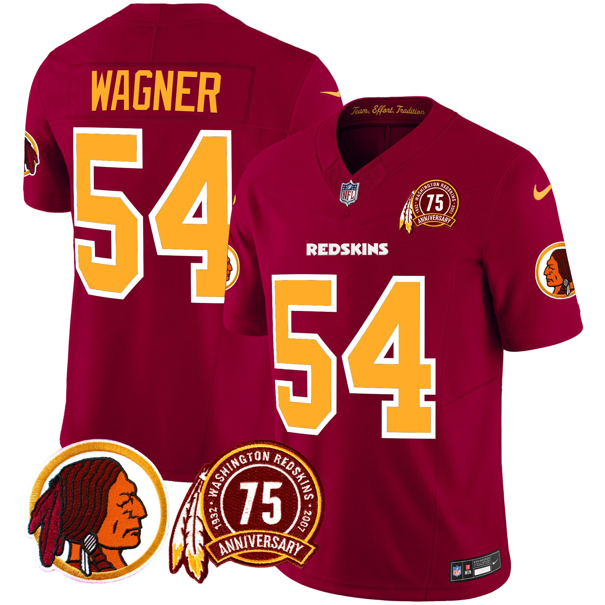 Men’s Washington Redskins 75th Patch Throwback Vapor Limited Jersey – All Stitched