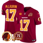 Men’s Washington Redskins 75th Patch Throwback Vapor Limited Jersey – All Stitched