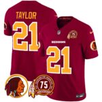 Men’s Washington Redskins 75th Patch Throwback Vapor Limited Jersey – All Stitched
